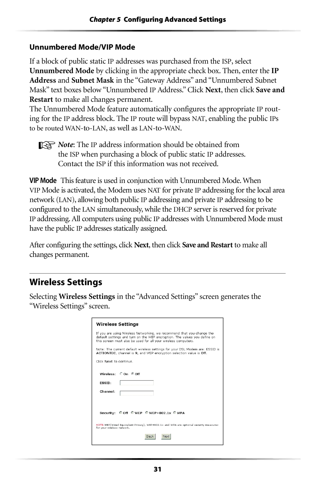 Actiontec electronic GT701WG-QW04 user manual Wireless Settings 