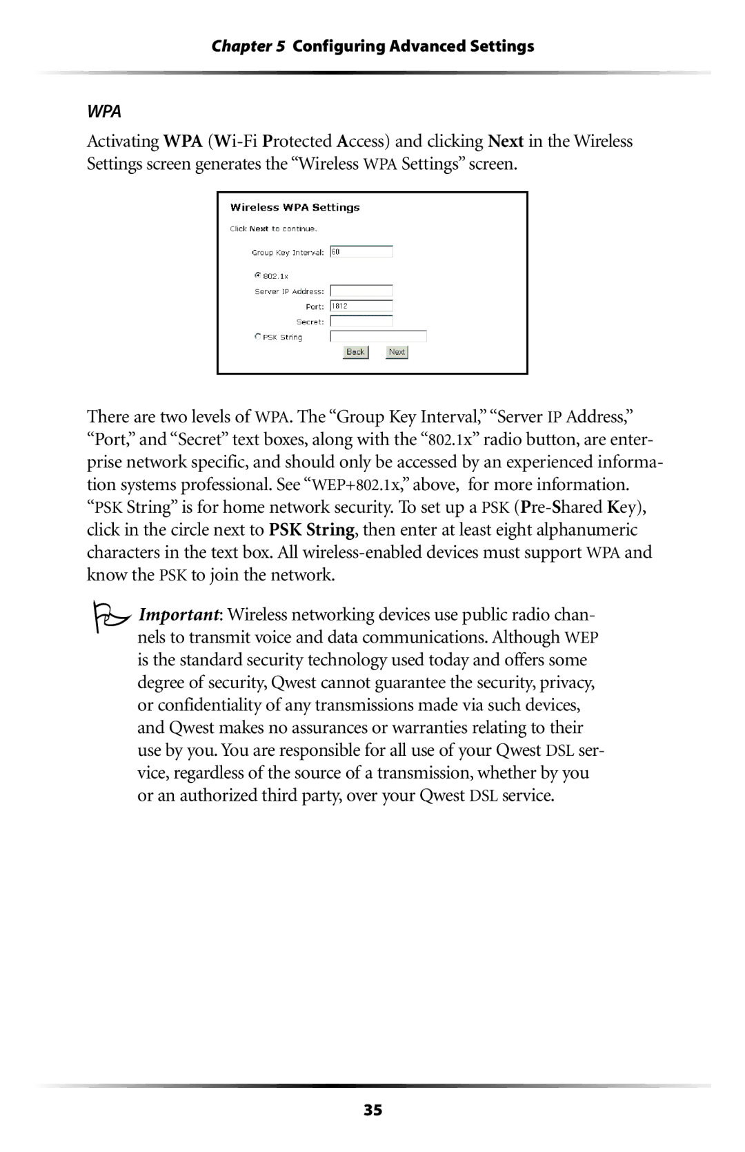 Actiontec electronic GT701WG-QW04 user manual Wpa 