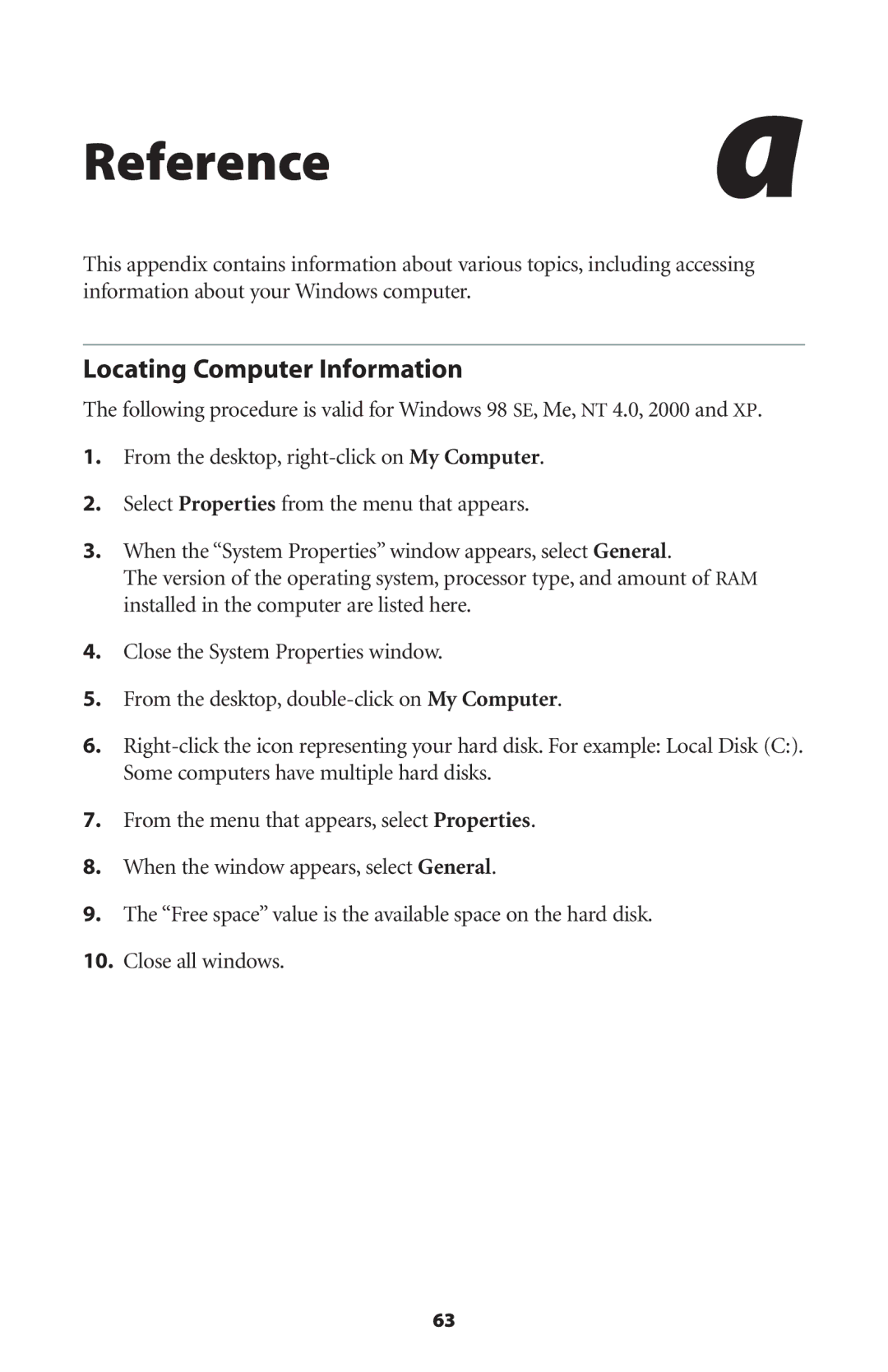 Actiontec electronic GT701WG-QW04 user manual Reference, Locating Computer Information 