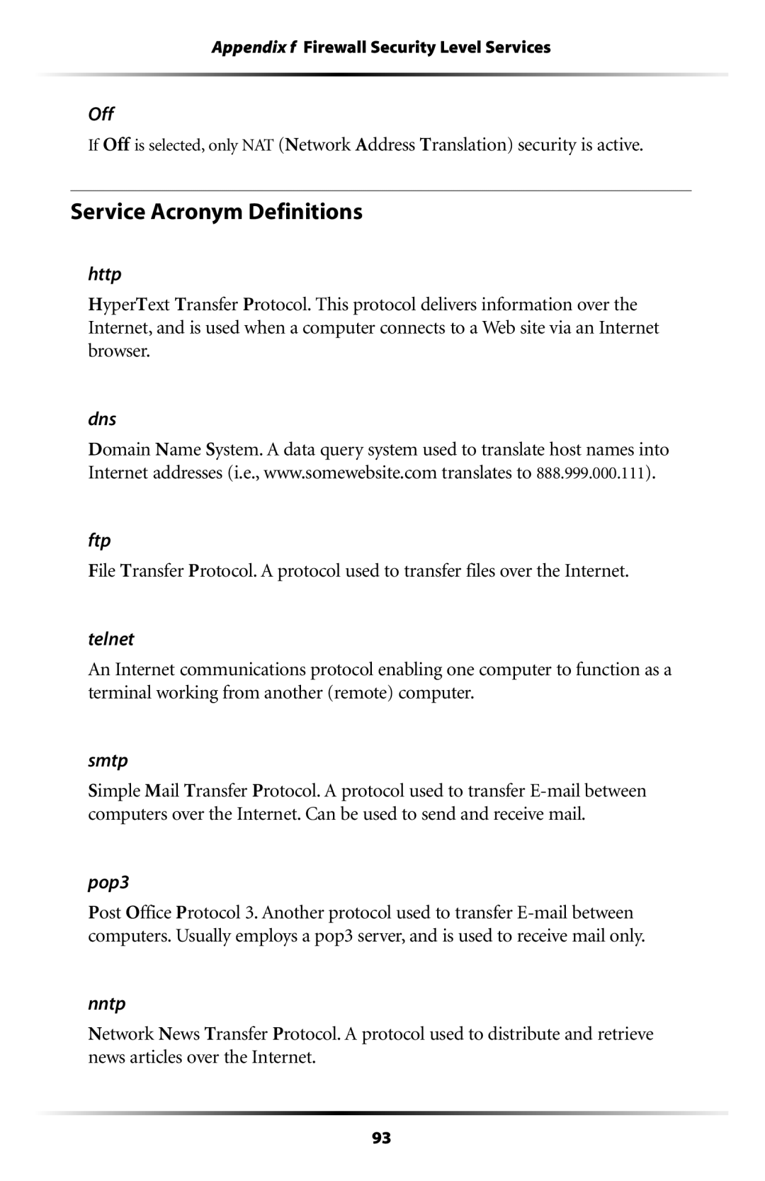 Actiontec electronic GT701WG-QW04 user manual Service Acronym Definitions 