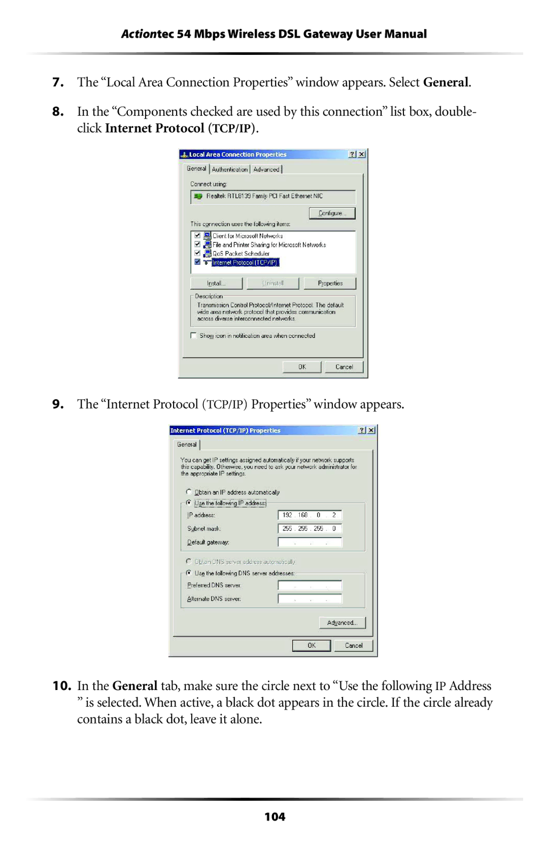 Actiontec electronic GT701WG user manual 104 