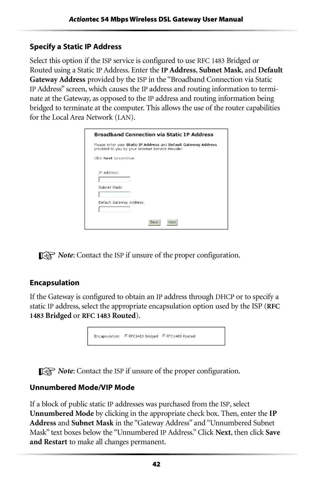 Actiontec electronic GT701WG user manual Specify a Static IP Address 