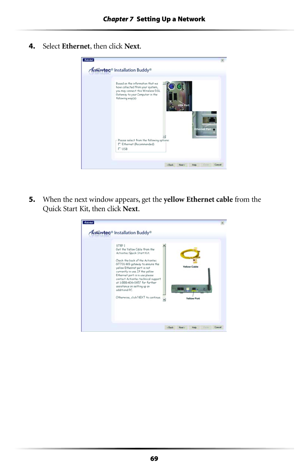 Actiontec electronic GT701WG user manual Setting Up a Network 