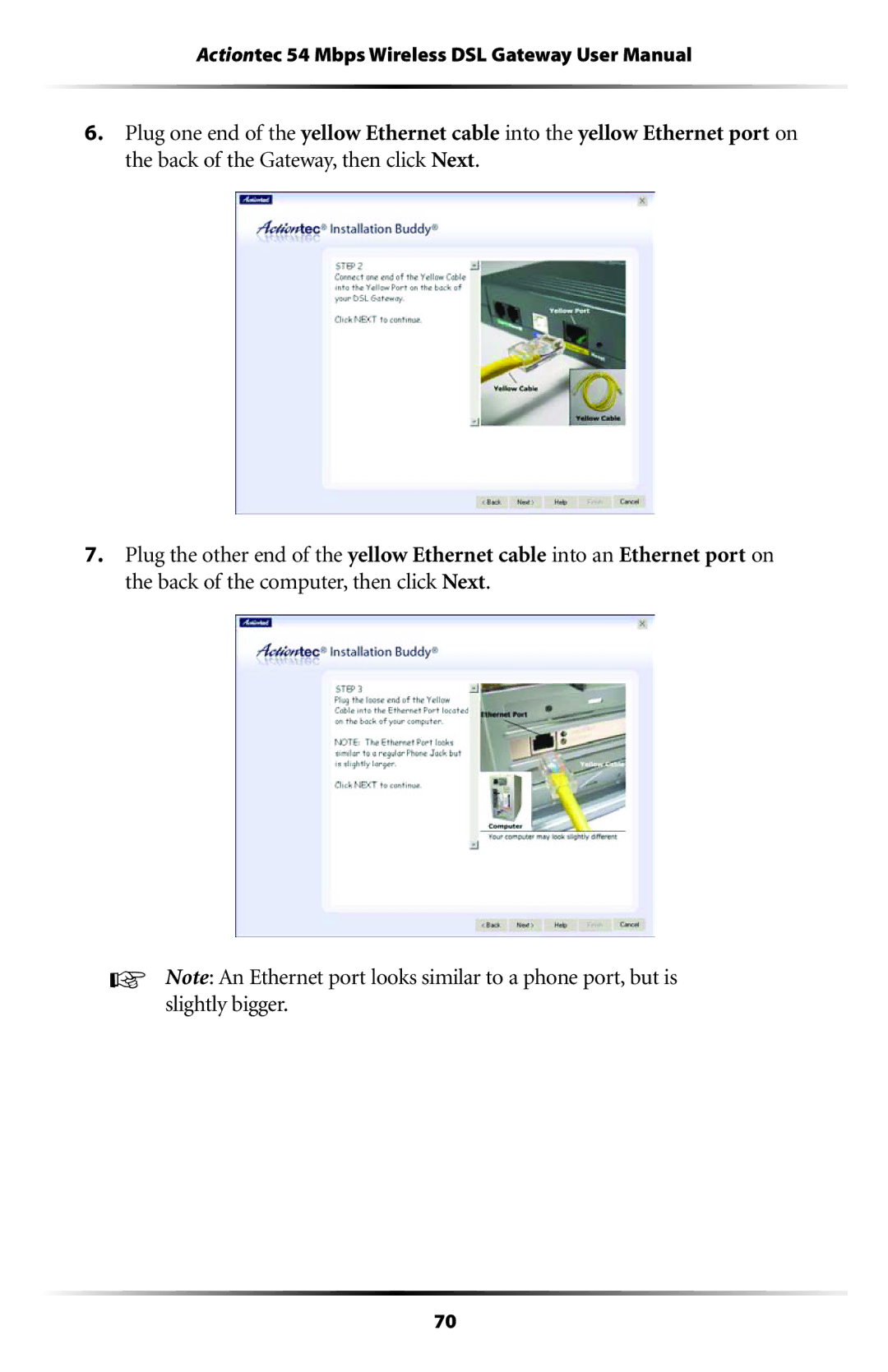 Actiontec electronic GT701WG user manual 