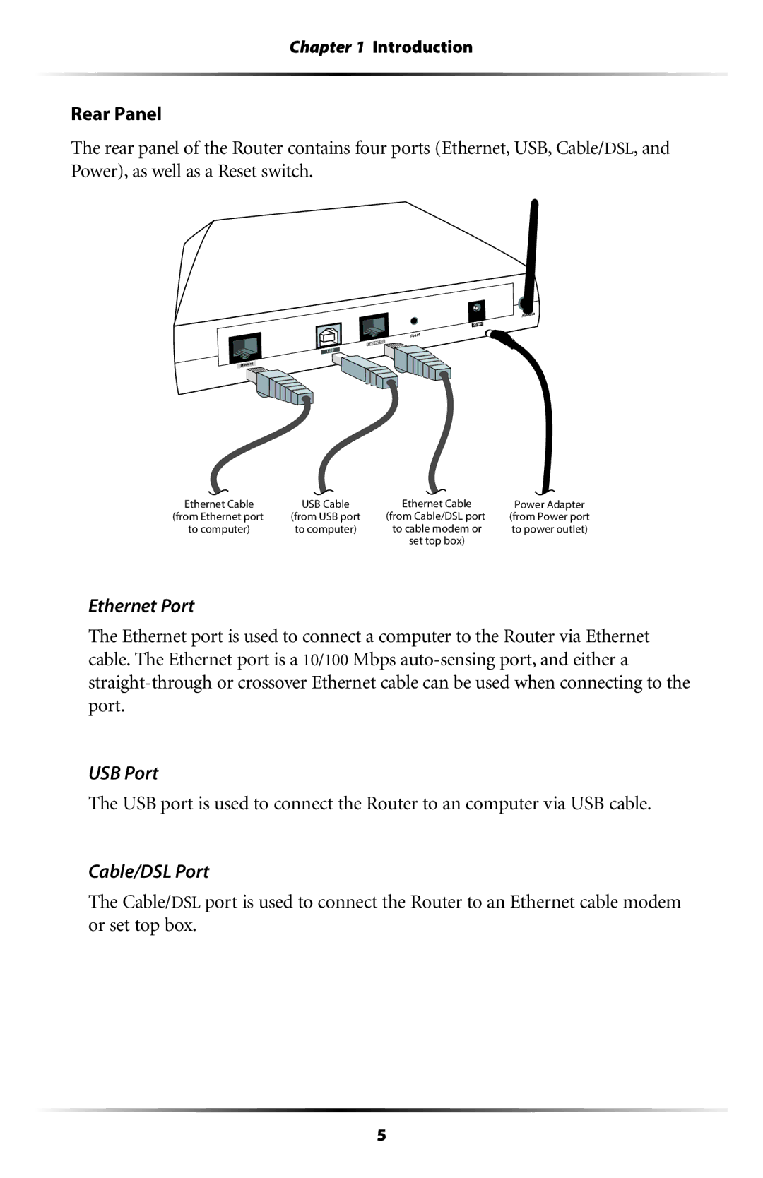 Actiontec electronic GT701WRU user manual Ethernet Port, USB Port, Cable/DSL Port 