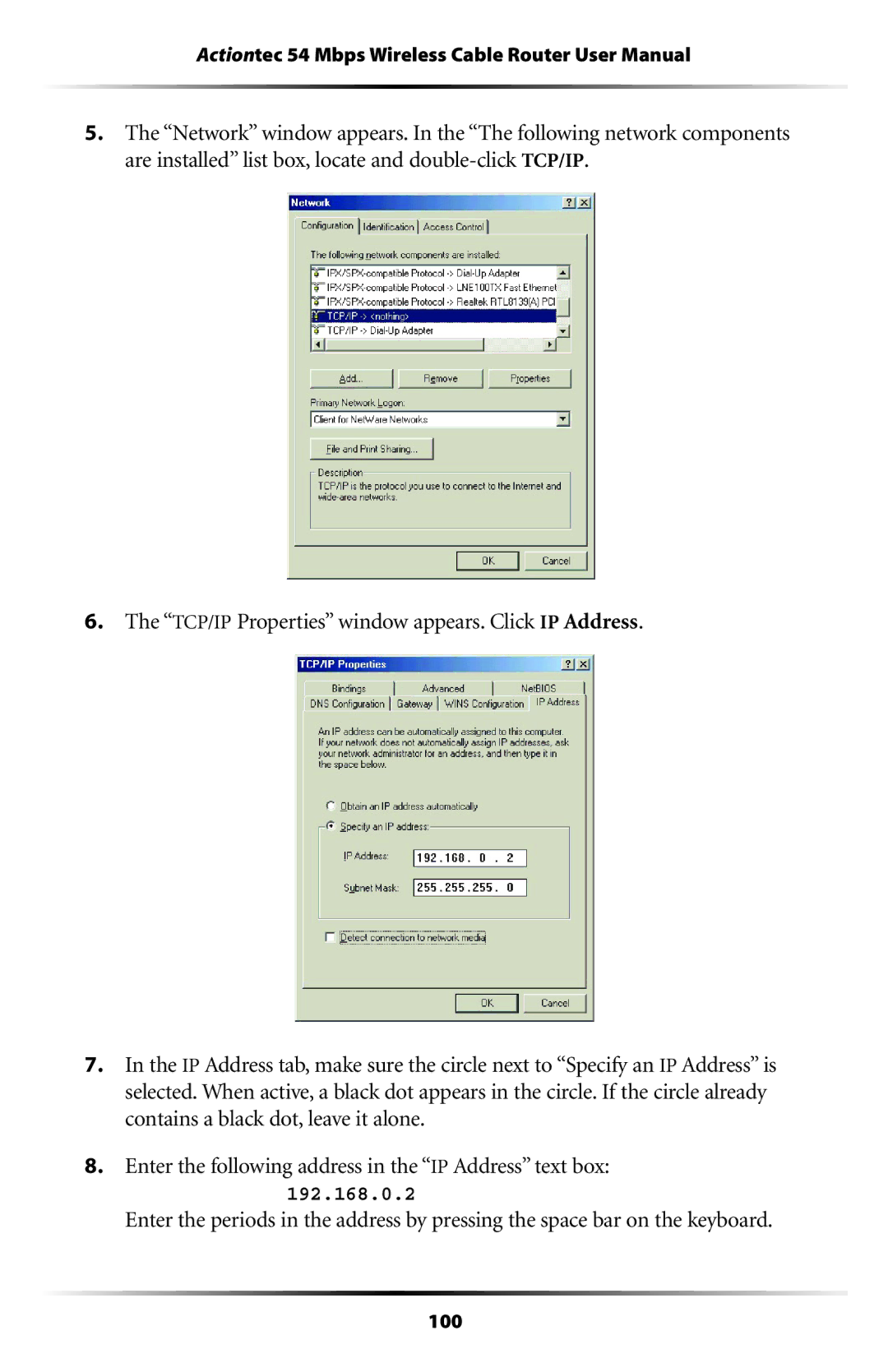 Actiontec electronic GT701WRU user manual 100 