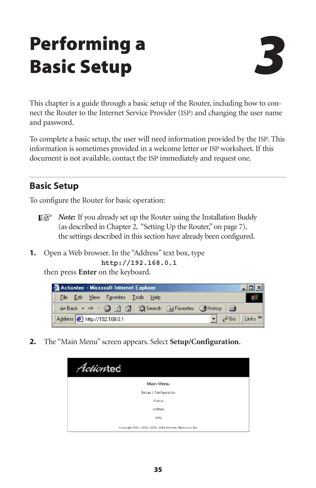 Actiontec electronic GT701WRU user manual Performing a Basic Setup 