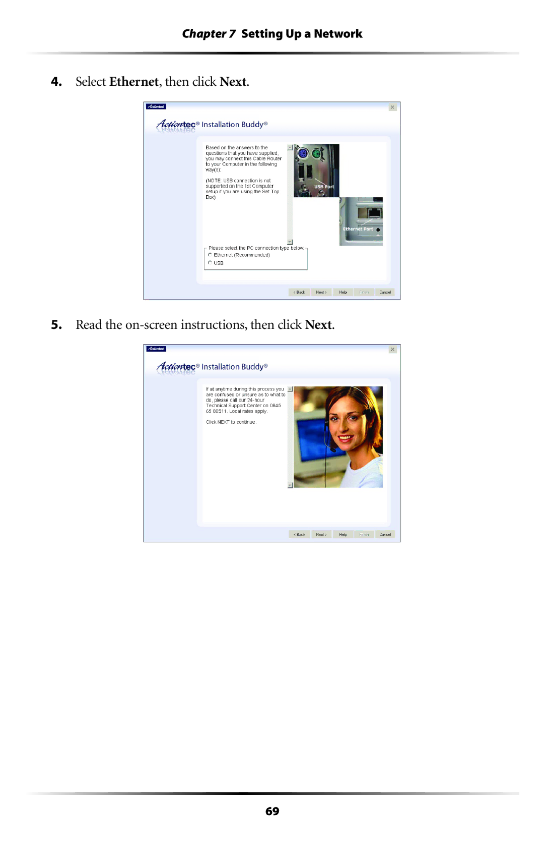 Actiontec electronic GT701WRU user manual Setting Up a Network 