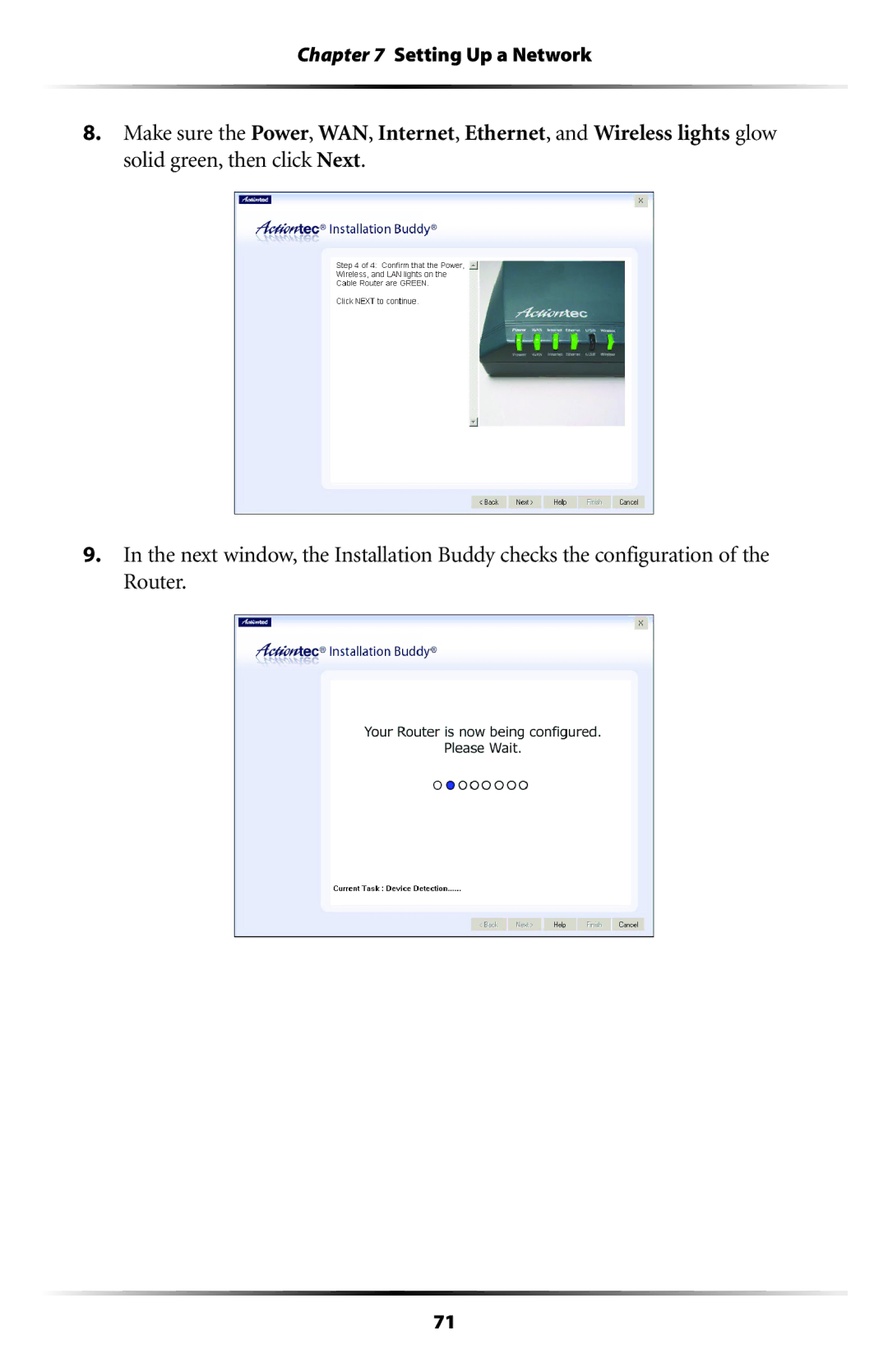 Actiontec electronic GT701WRU user manual Setting Up a Network 