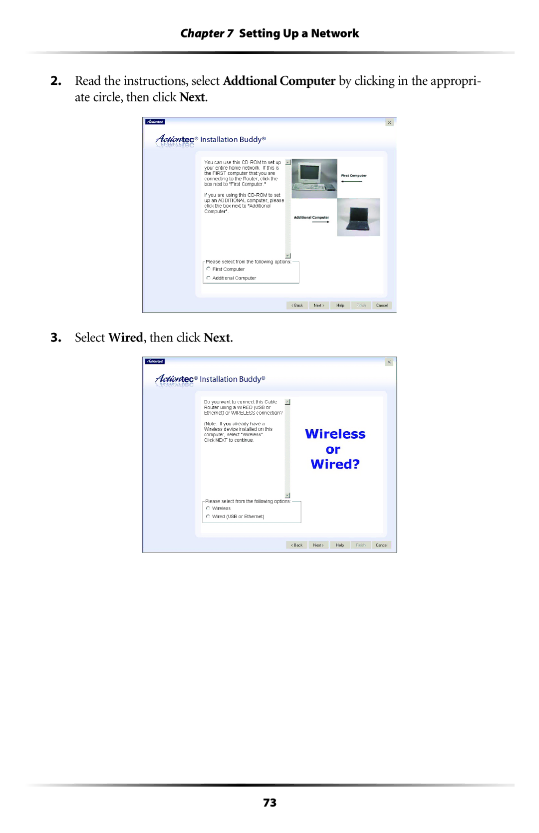 Actiontec electronic GT701WRU user manual Setting Up a Network 