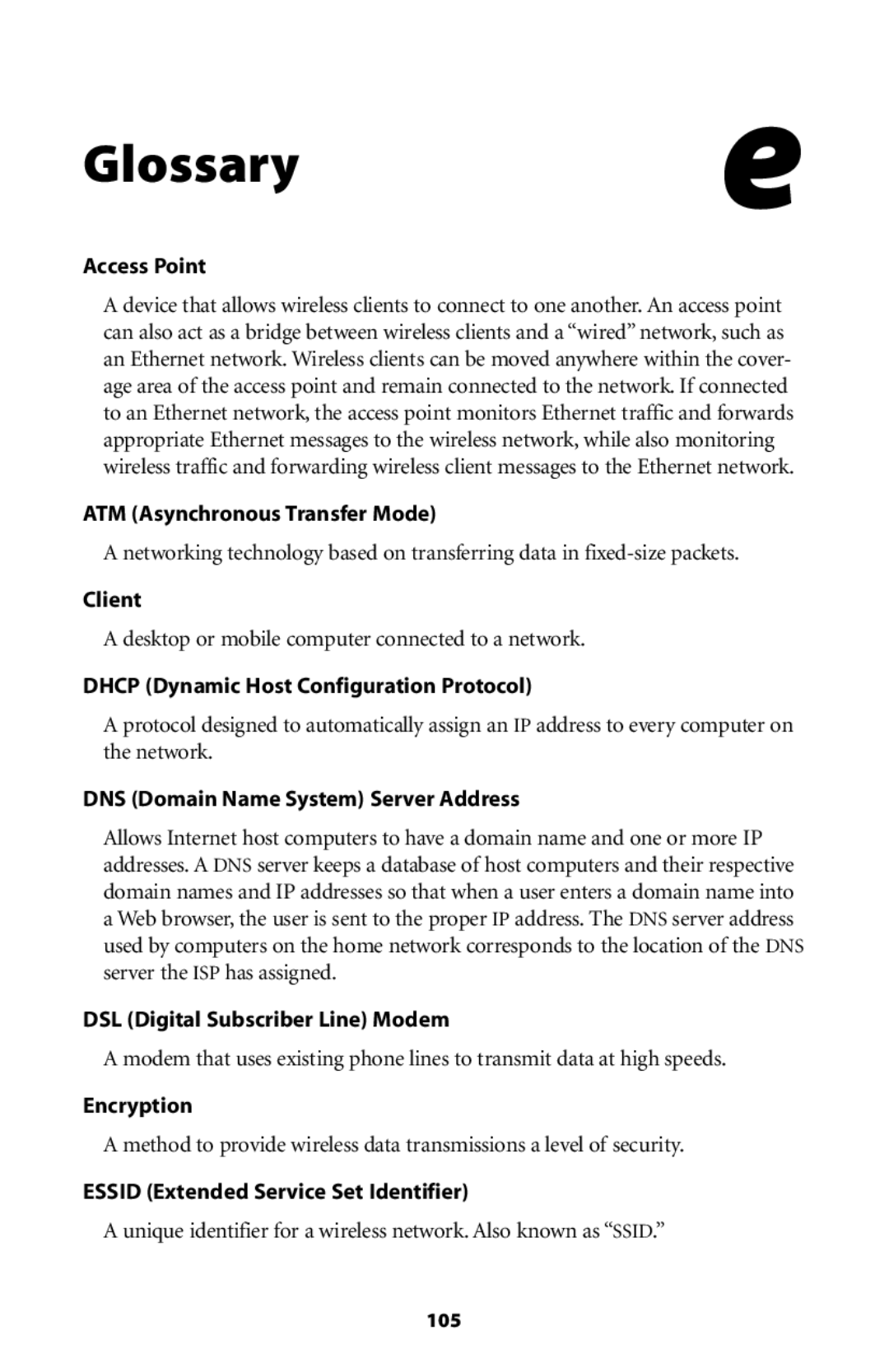 Actiontec electronic GT704 user manual Glossary, Access Point 