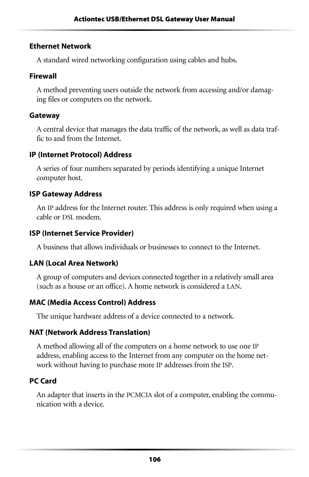 Actiontec electronic GT704 user manual 106 