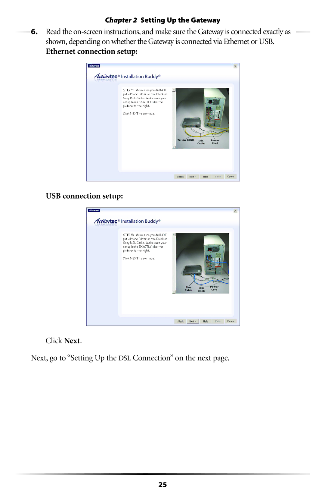 Actiontec electronic GT704 user manual Setting Up the Gateway 