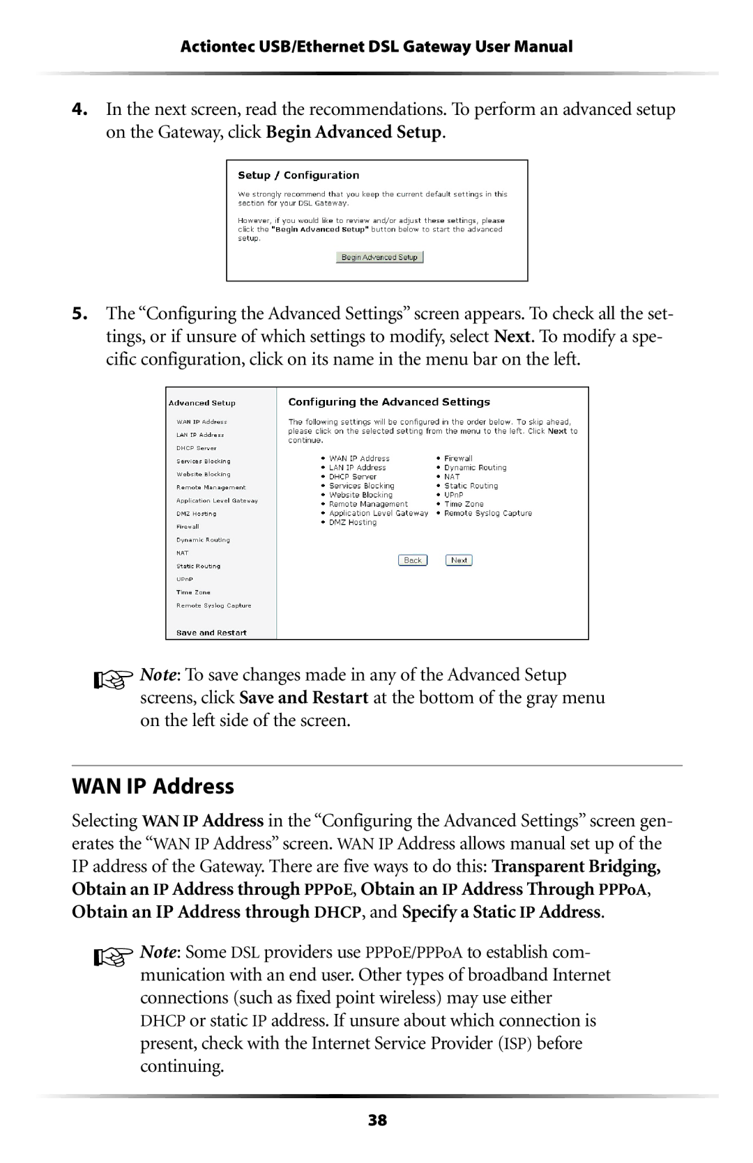 Actiontec electronic GT704 user manual WAN IP Address 