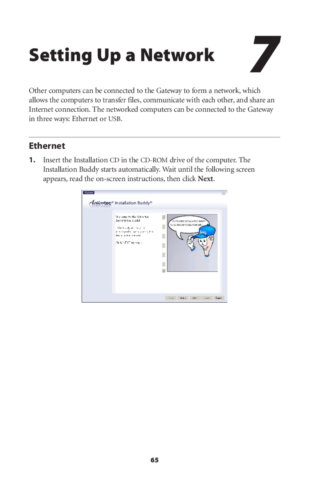 Actiontec electronic GT704 user manual Setting Up a Network, Ethernet 