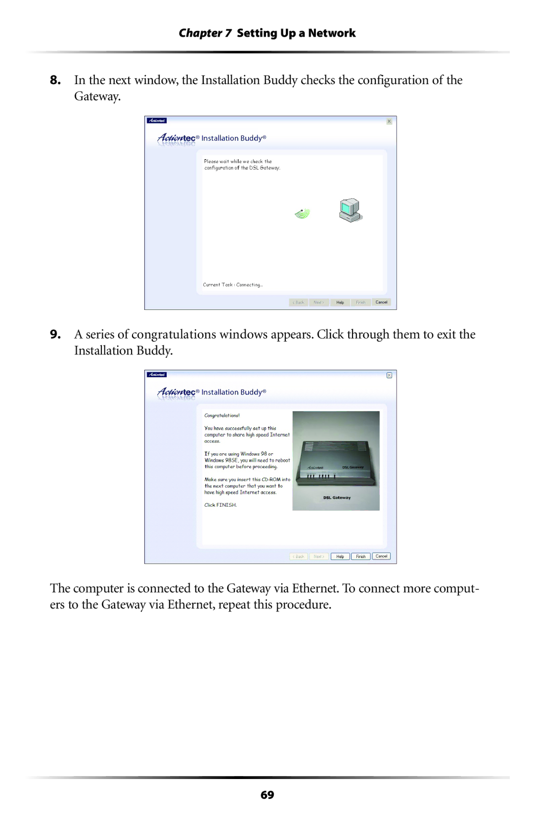 Actiontec electronic GT704 user manual Setting Up a Network 