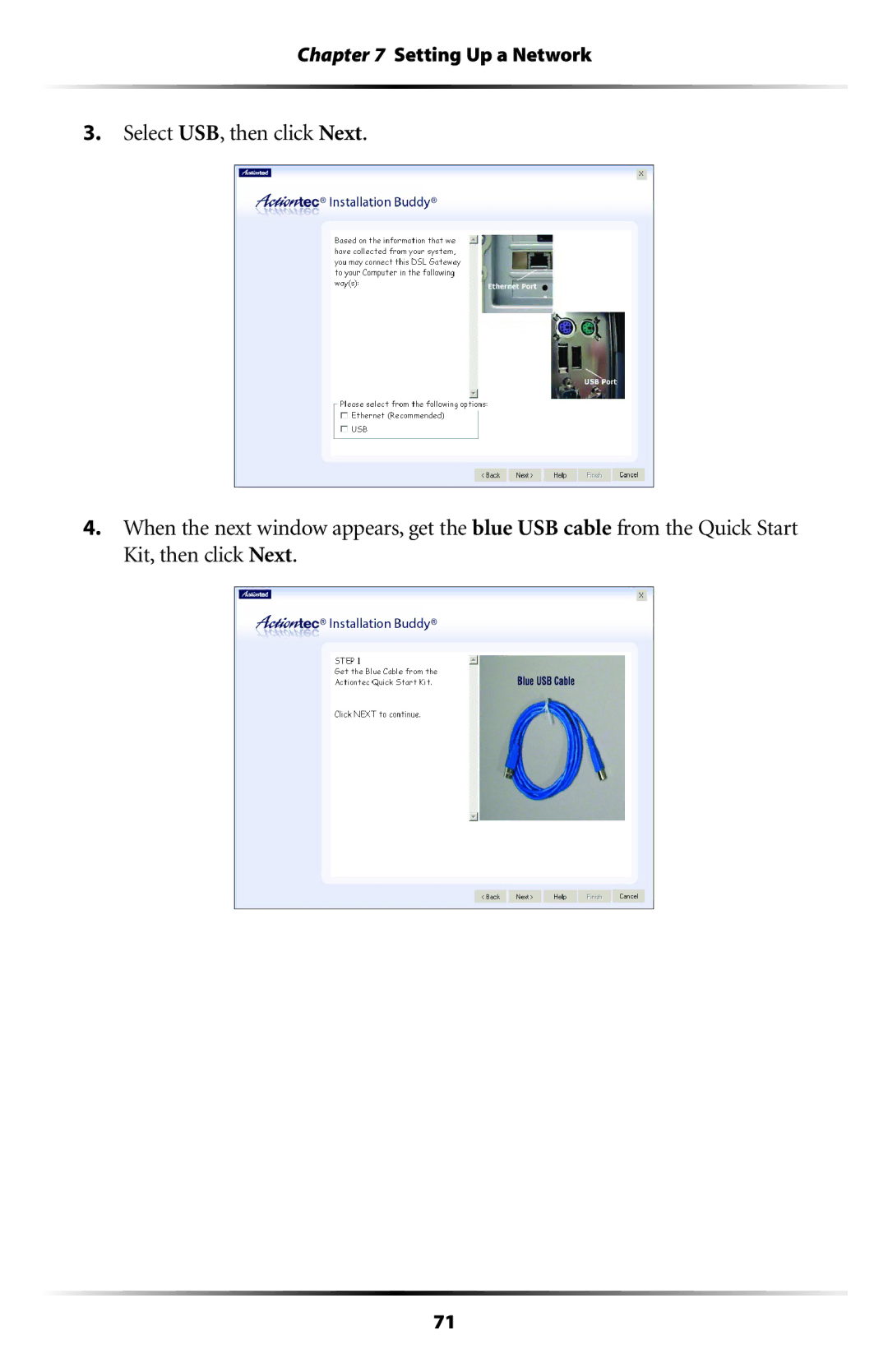 Actiontec electronic GT704 user manual Setting Up a Network 