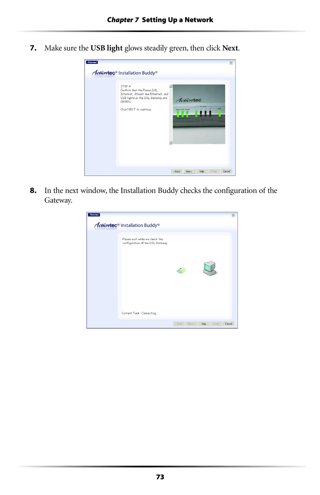 Actiontec electronic GT704 user manual Setting Up a Network 