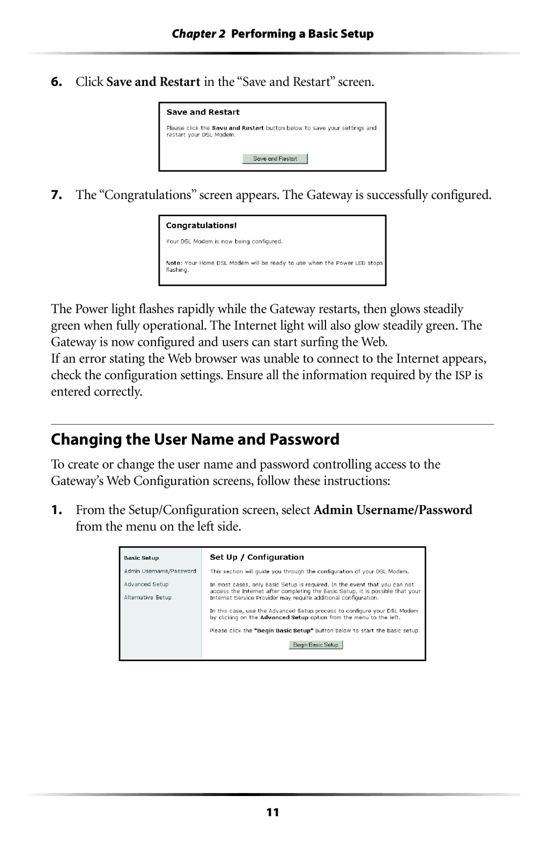 Actiontec electronic GT704WG-QW04 user manual Changing the User Name and Password 