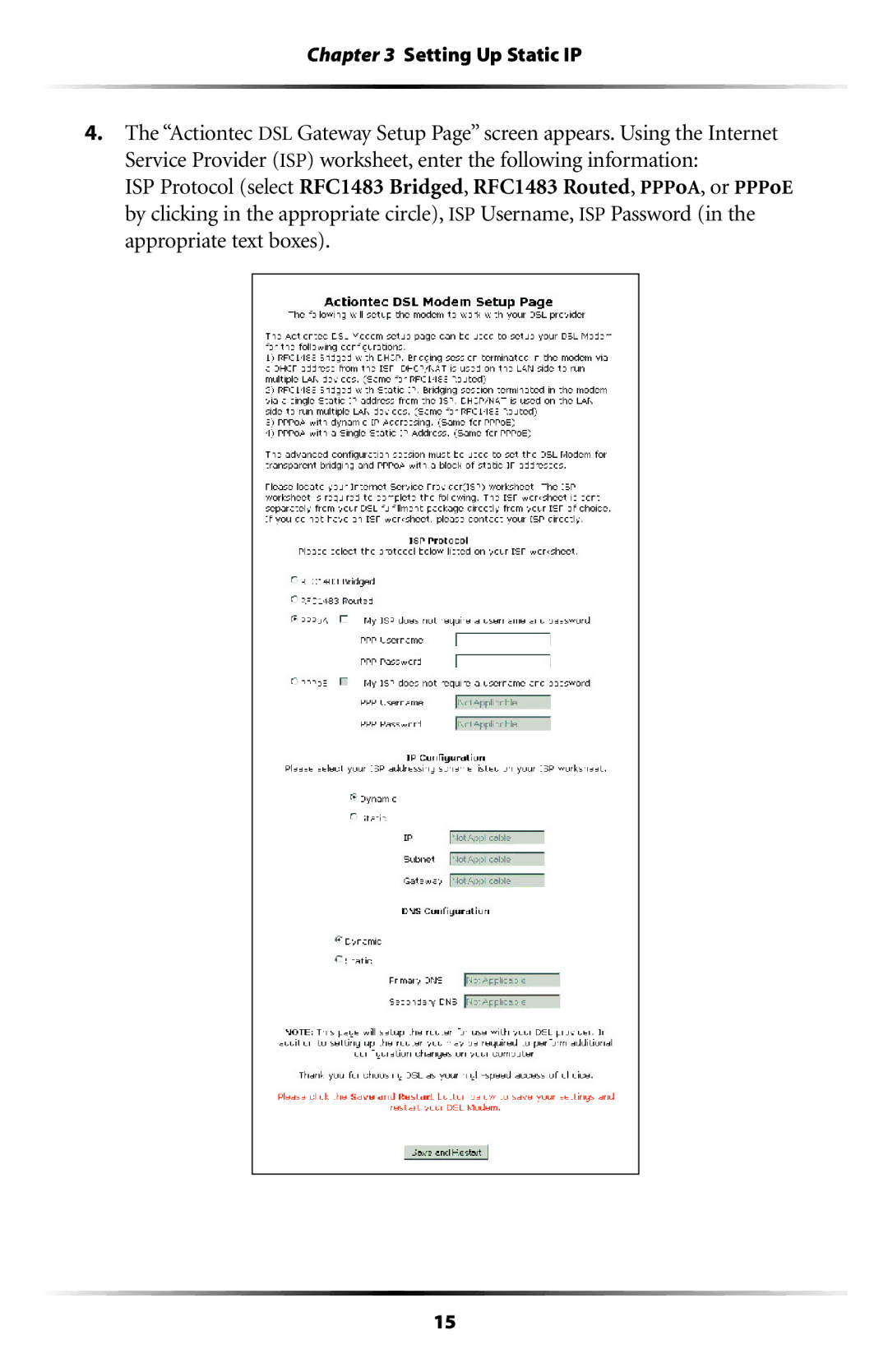 Actiontec electronic GT704WG-QW04 user manual Setting Up Static IP 