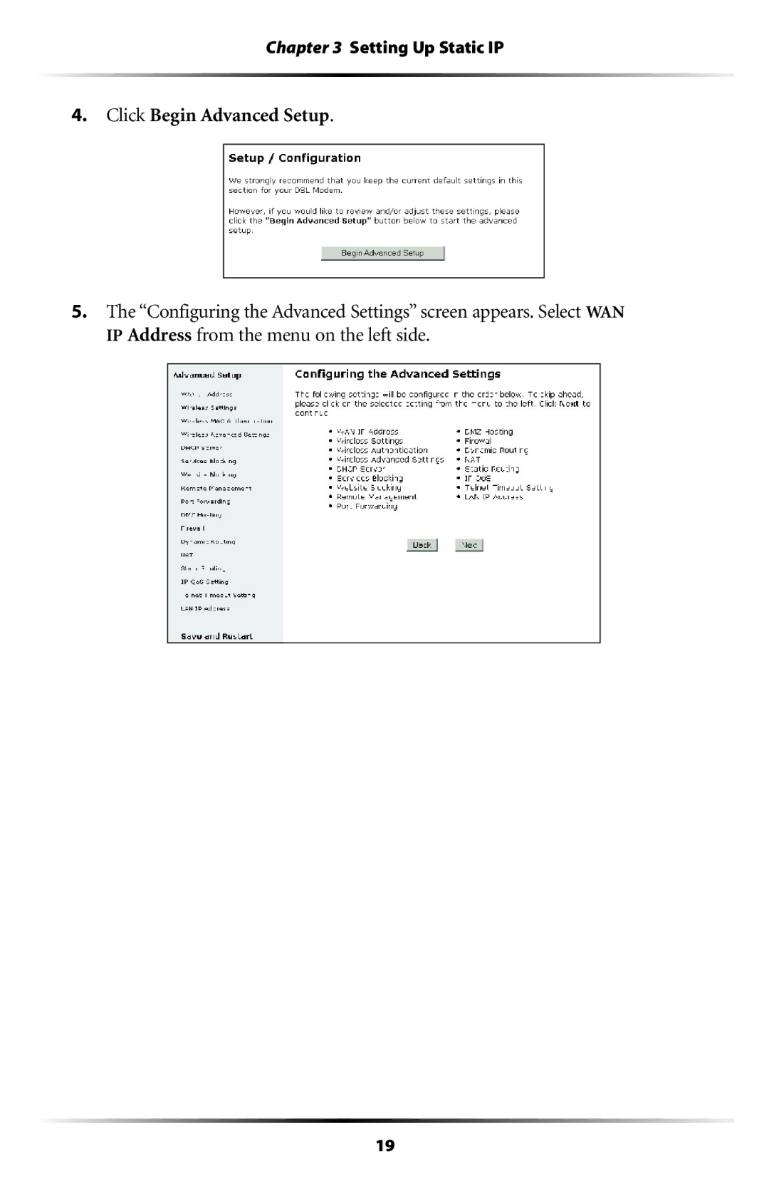 Actiontec electronic GT704WG-QW04 user manual Setting Up Static IP 