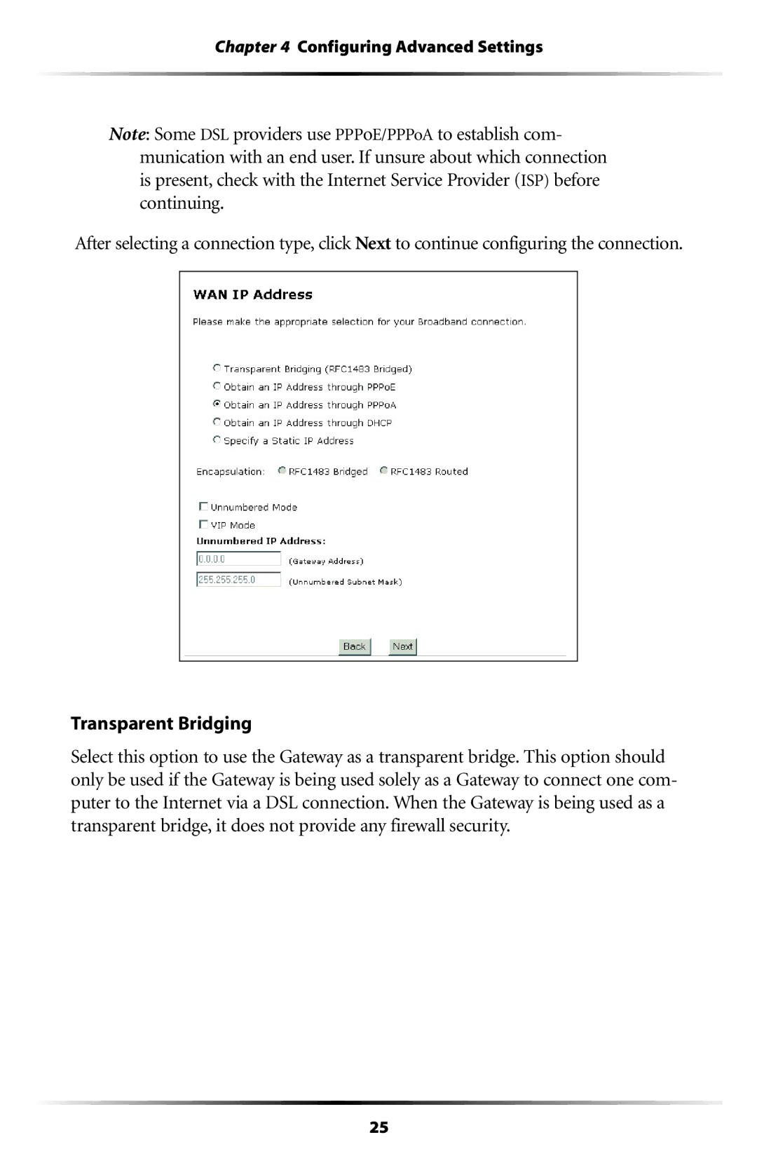 Actiontec electronic GT704WG-QW04 user manual Transparent Bridging 