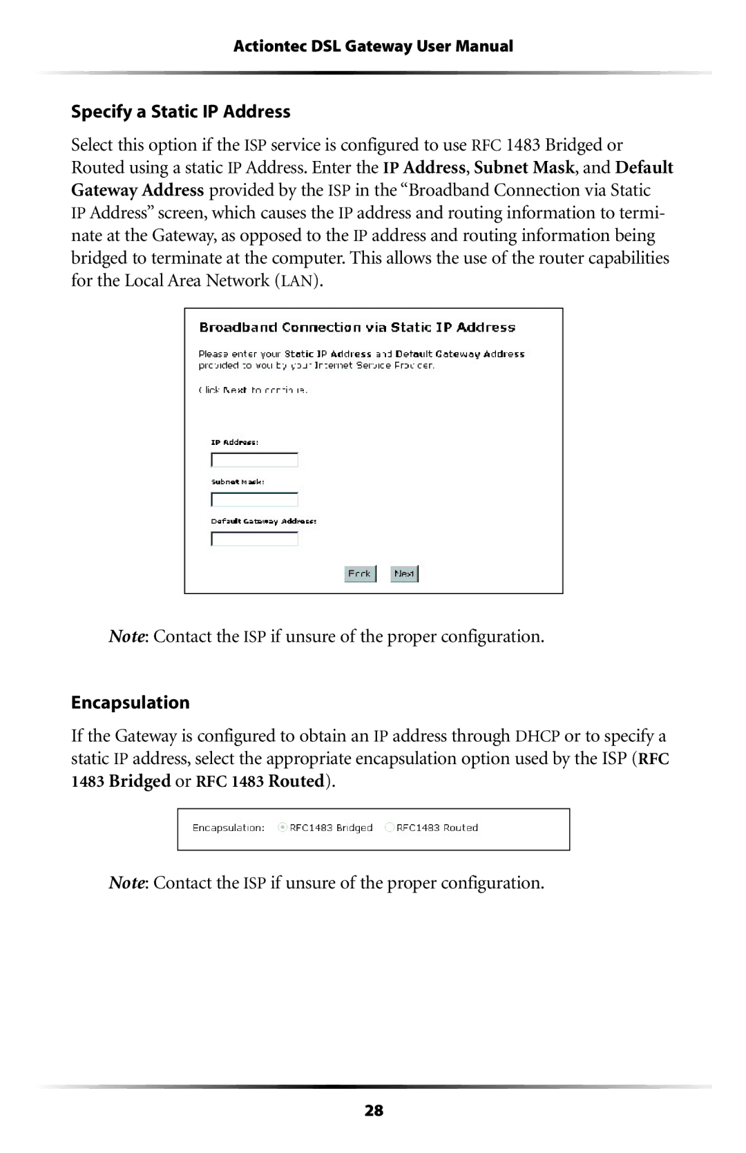 Actiontec electronic GT704WG-QW04 user manual Specify a Static IP Address 