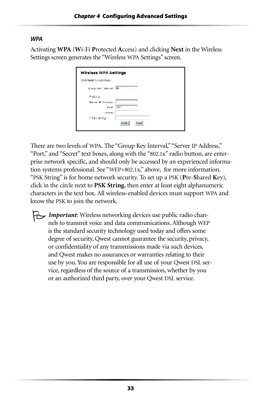 Actiontec electronic GT704WG-QW04 user manual Wpa 