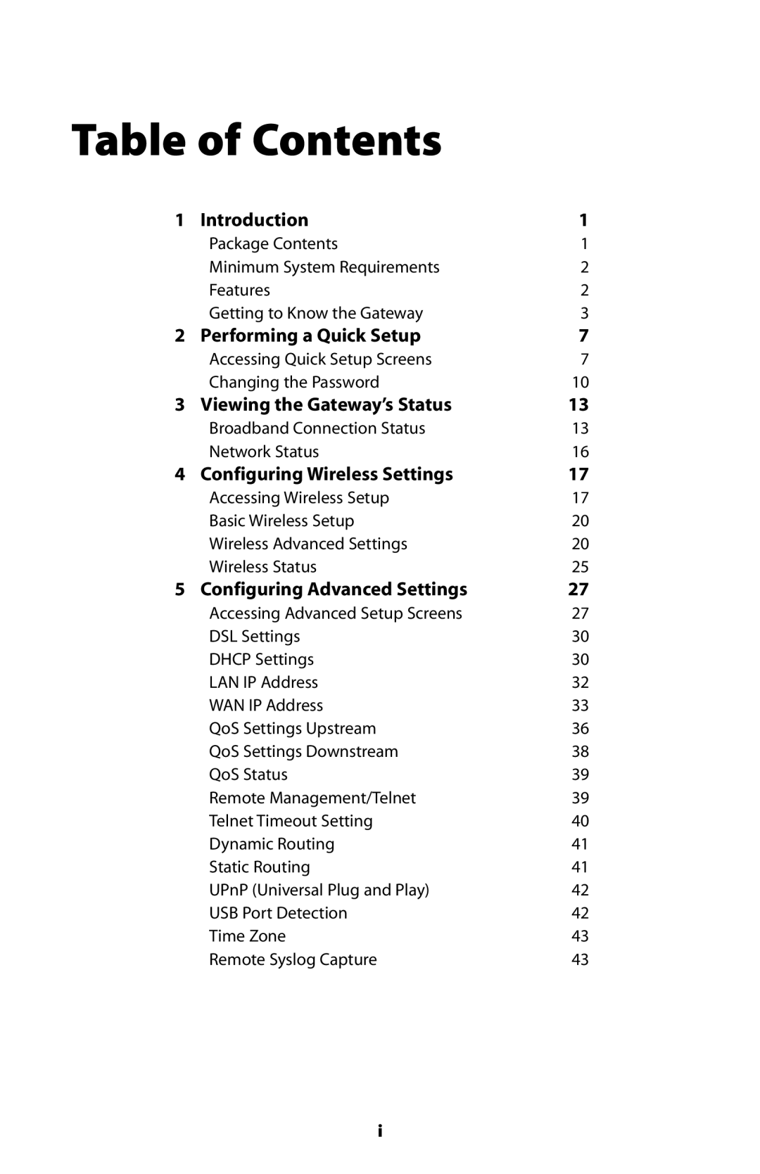 Actiontec electronic GT704WG user manual Table of Contents 