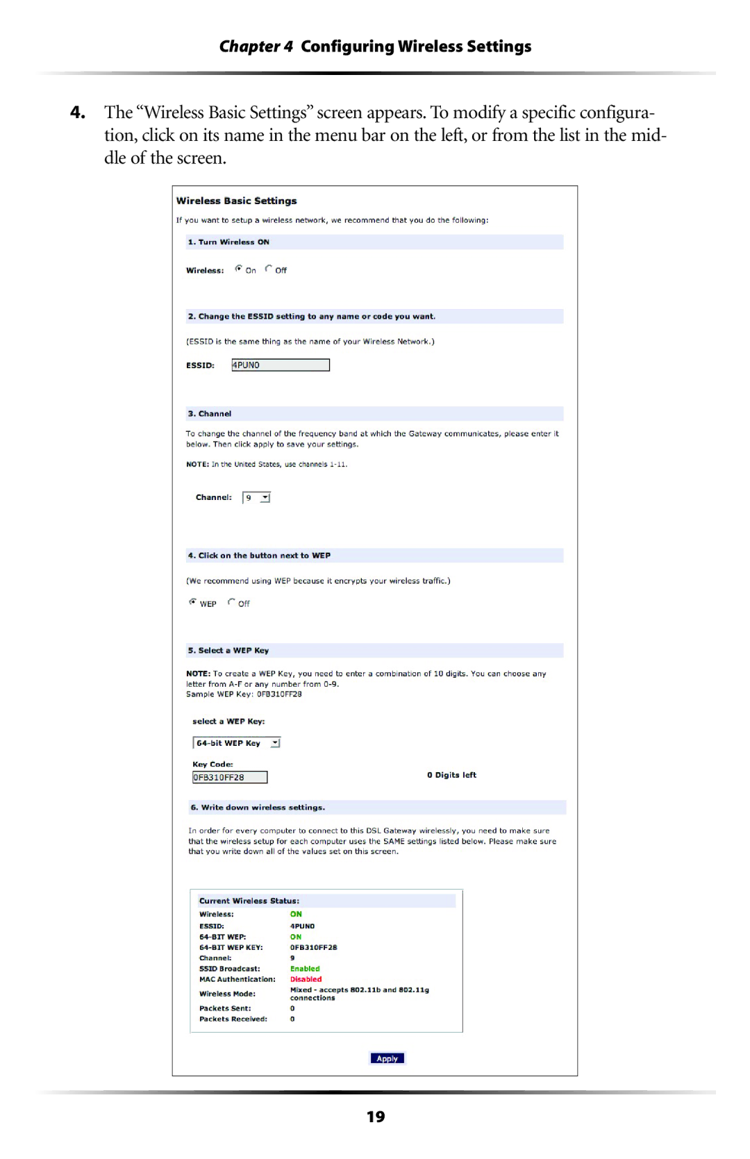 Actiontec electronic GT704WG user manual Configuring Wireless Settings 