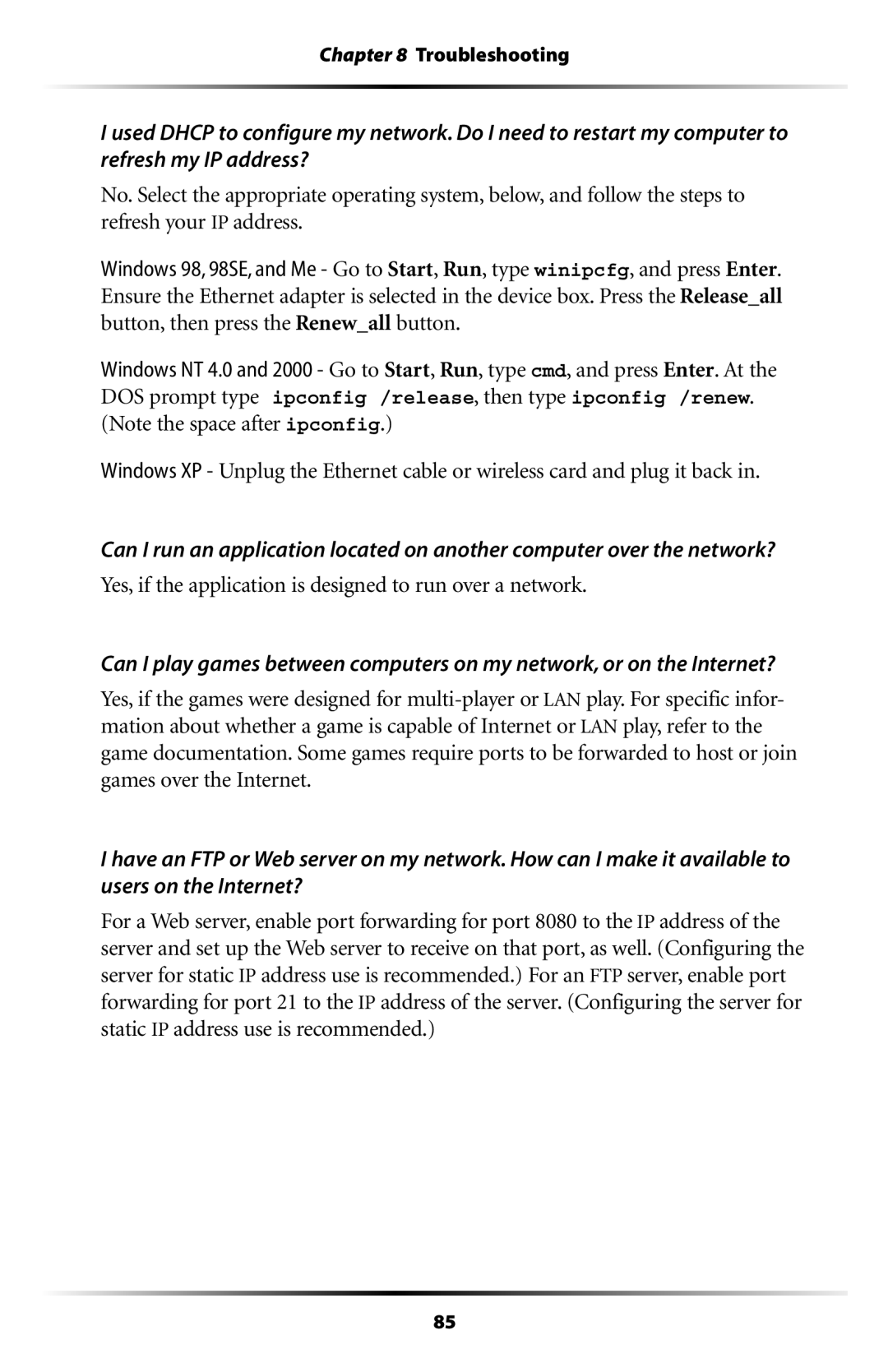 Actiontec electronic GT704WGB manual 9ES if the Application is Designed to RUN Over a NETWORK 