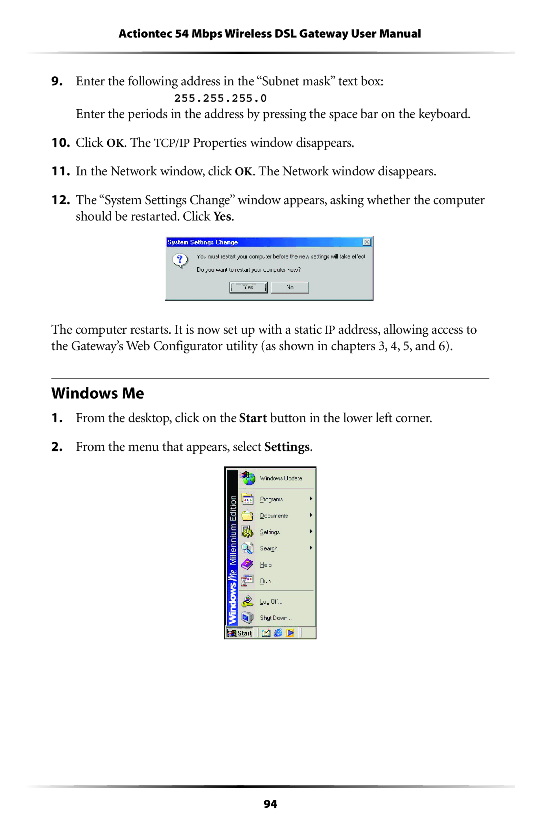 Actiontec electronic GT704WGB manual 7INDOWSS-E,  #LICK /+ 4HE 4#00 0ROPERTIES Window DISAPPEARS 