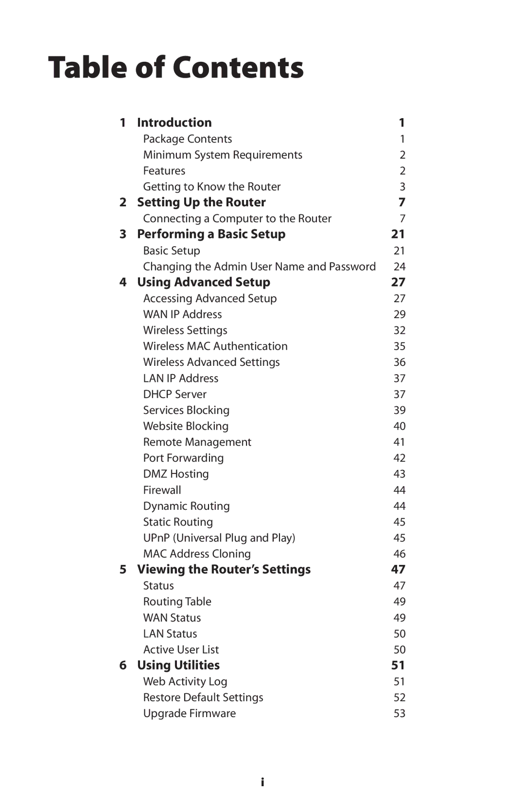 Actiontec electronic GT704WR user manual Table of Contents 