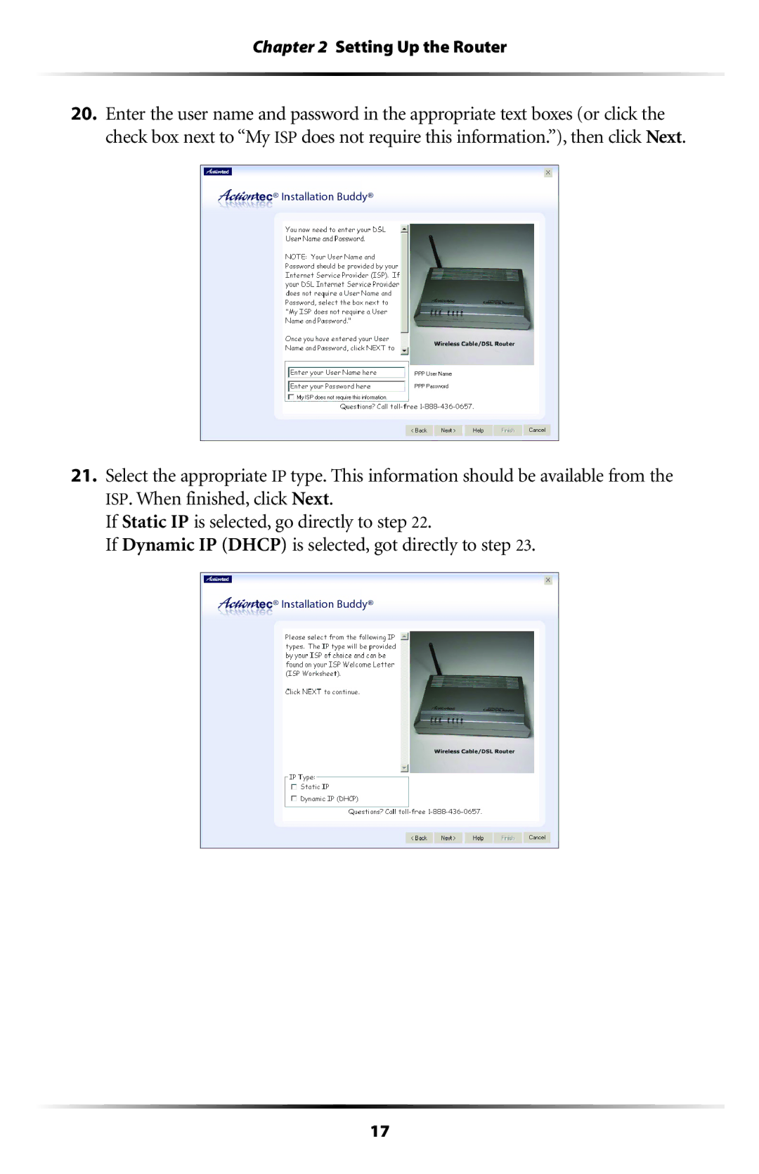 Actiontec electronic GT704WR user manual Setting Up the Router 