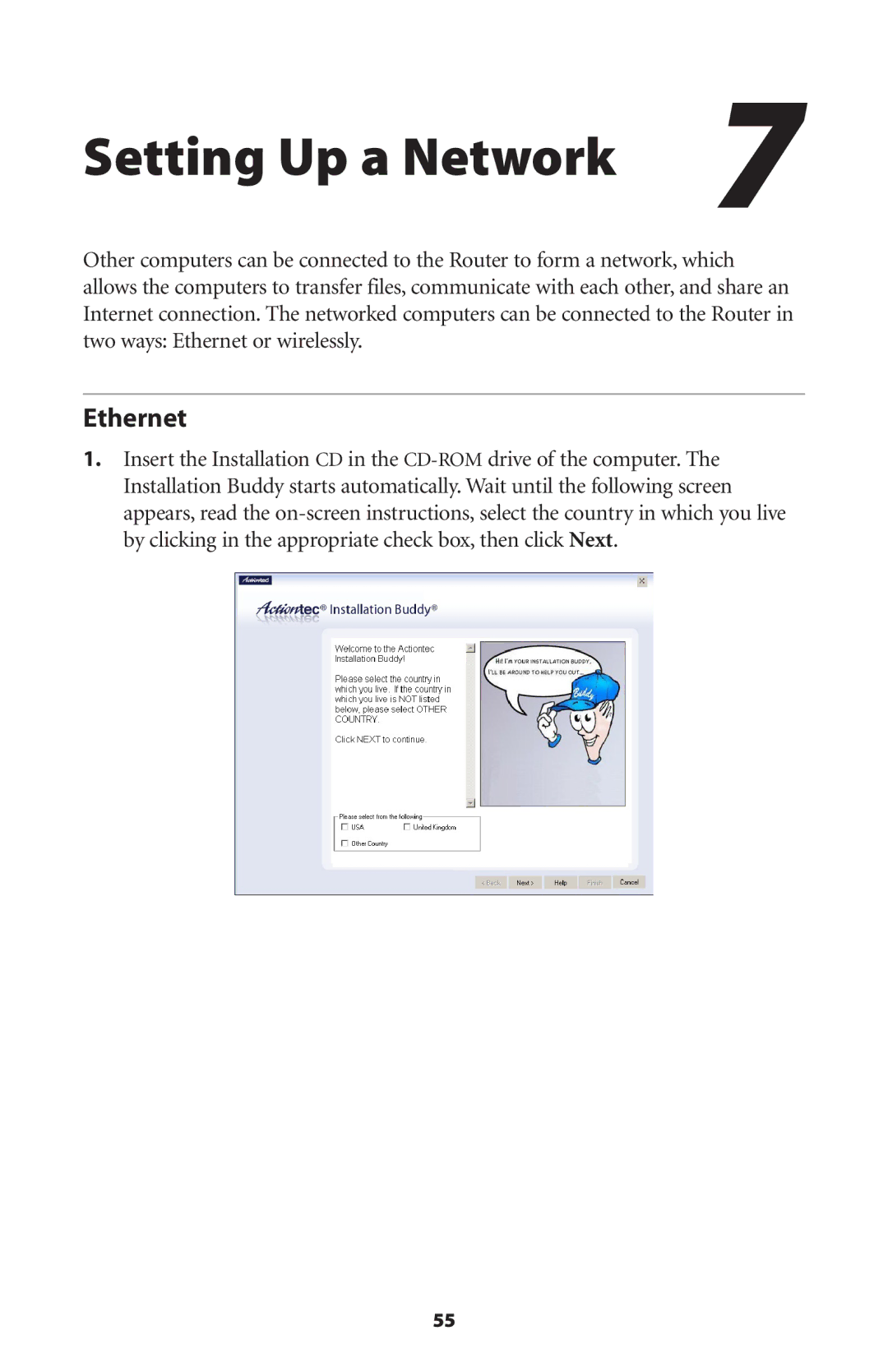 Actiontec electronic GT704WR user manual Setting Up a Network, Ethernet 