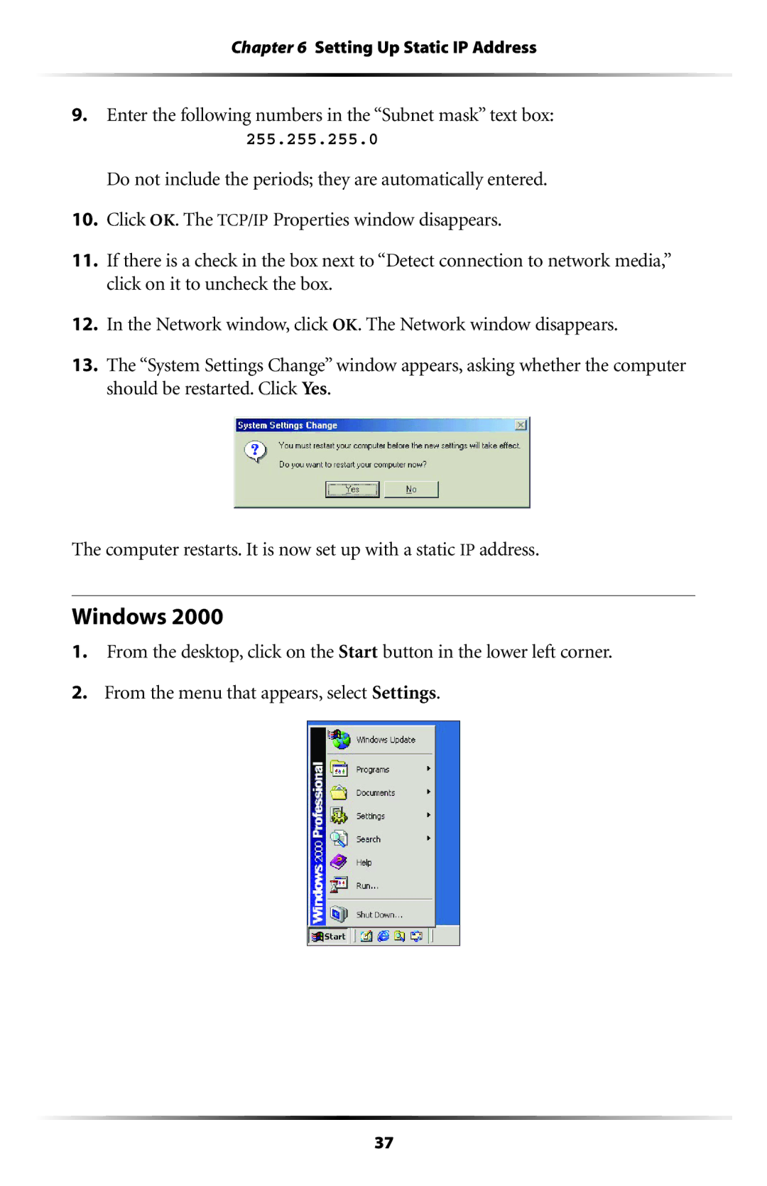 Actiontec electronic HPAP108T manual Windows, Enter the following numbers in the Subnet mask text box 