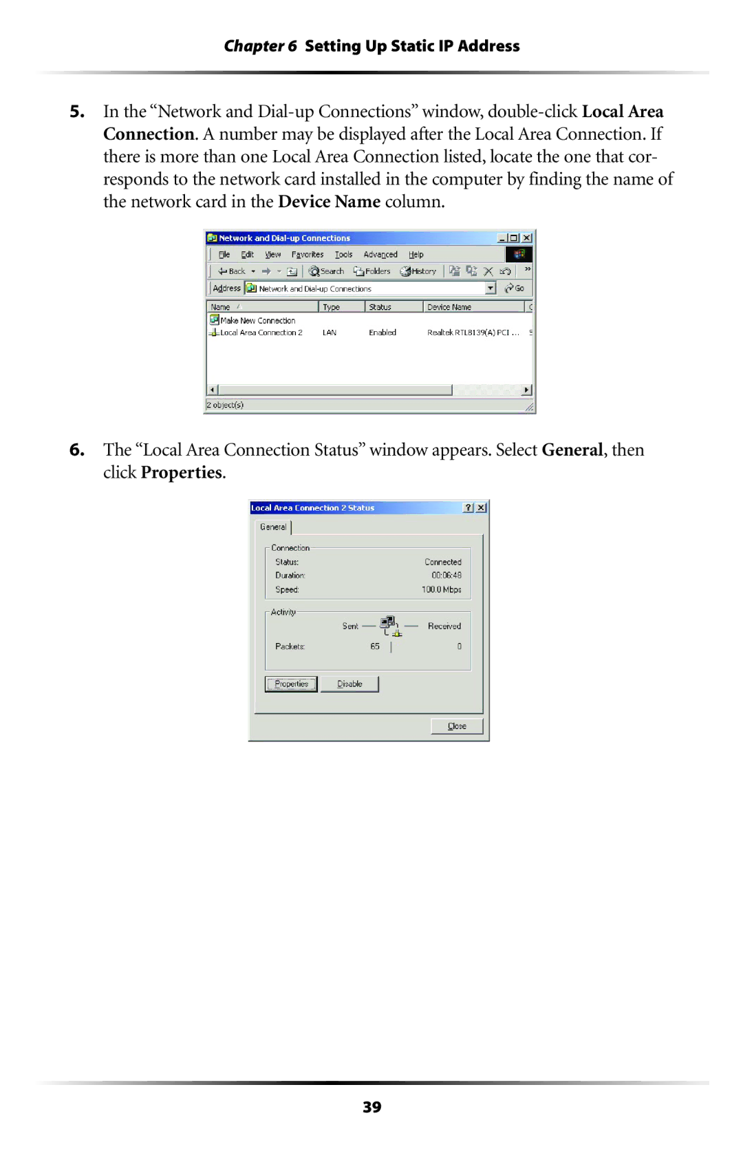 Actiontec electronic HPAP108T manual Setting Up Static IP Address 