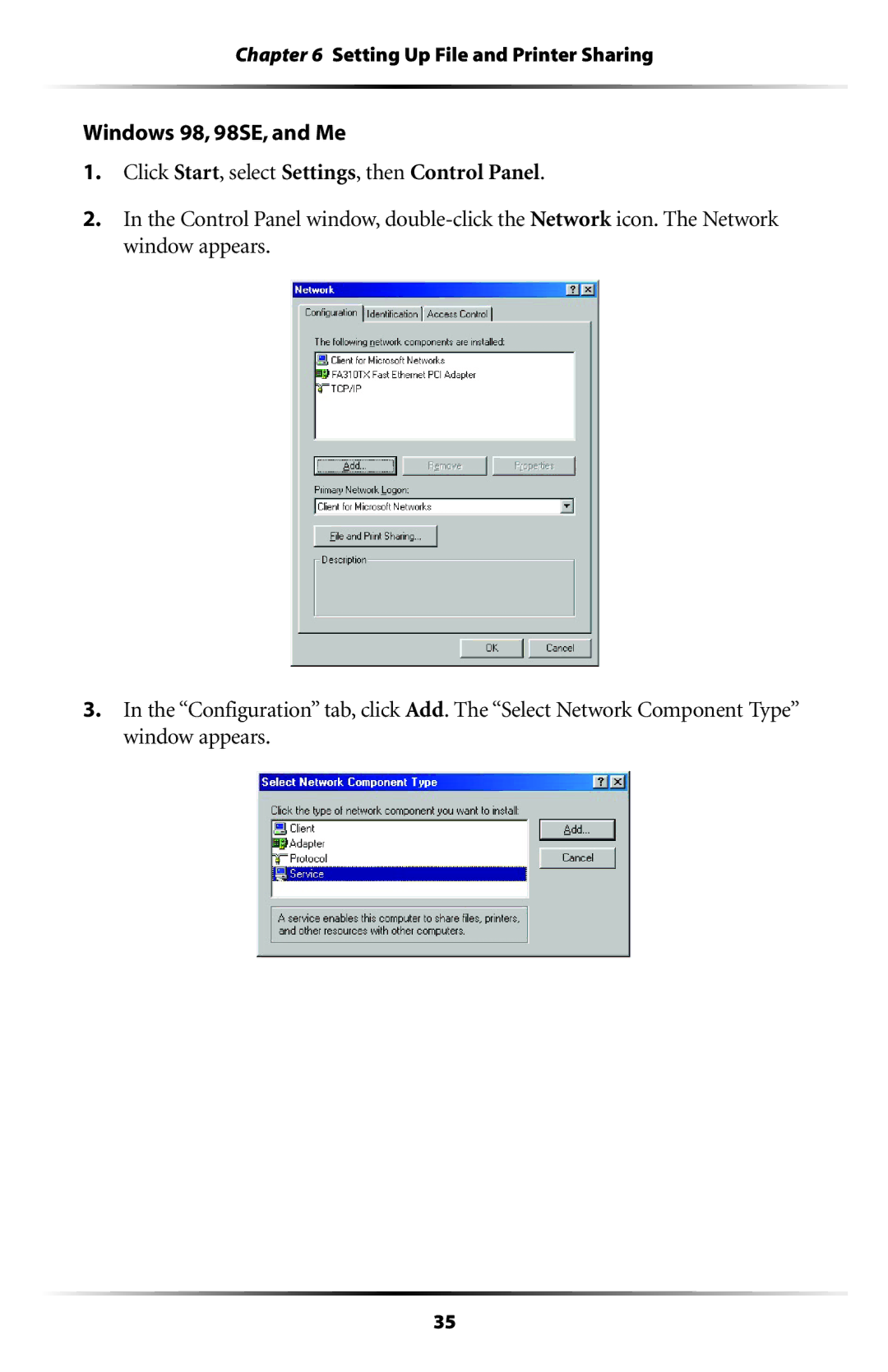 Actiontec electronic HPE100T user manual Setting Up File and Printer Sharing 