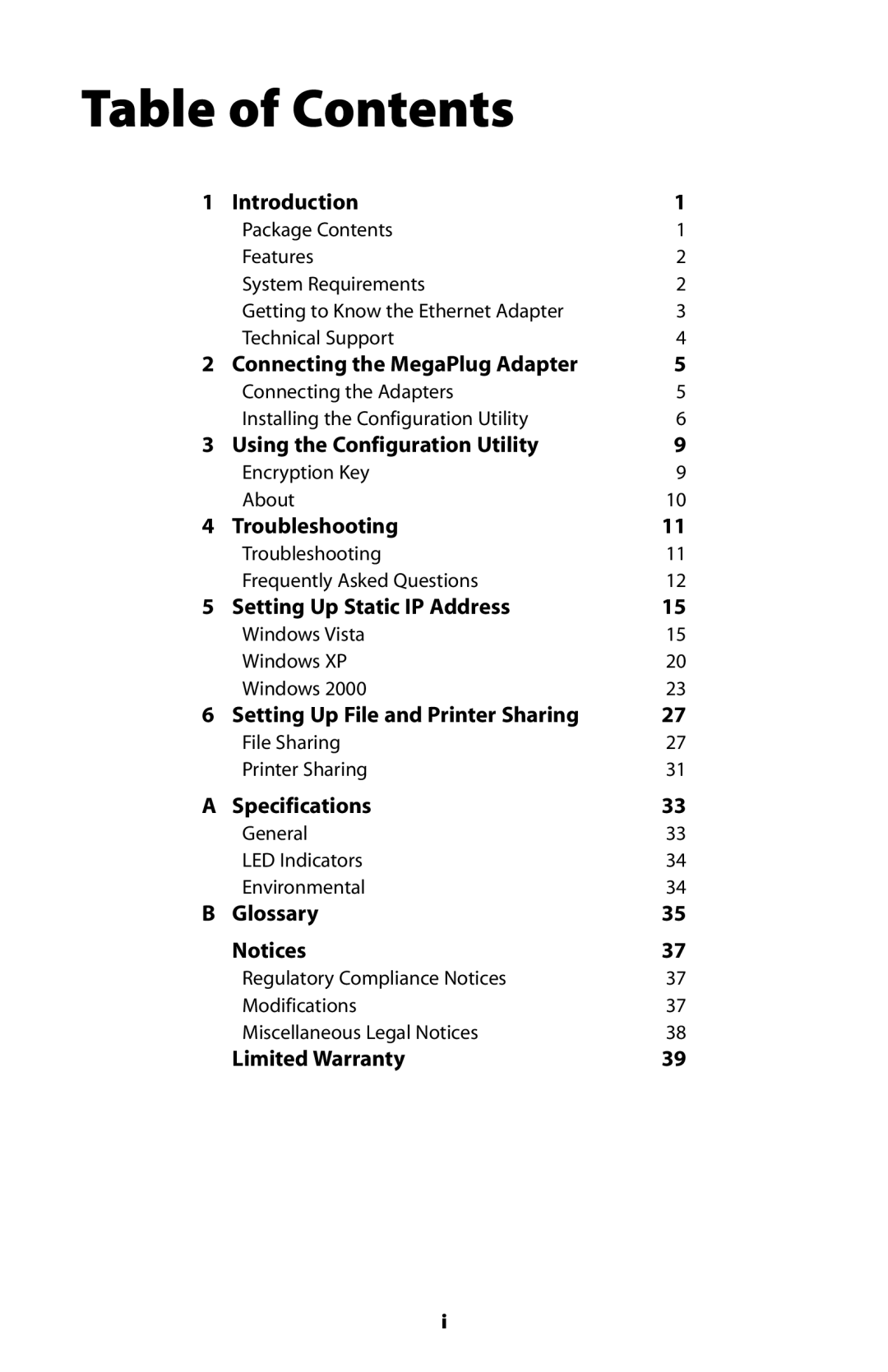 Actiontec electronic HPE200AV user manual Table of Contents 