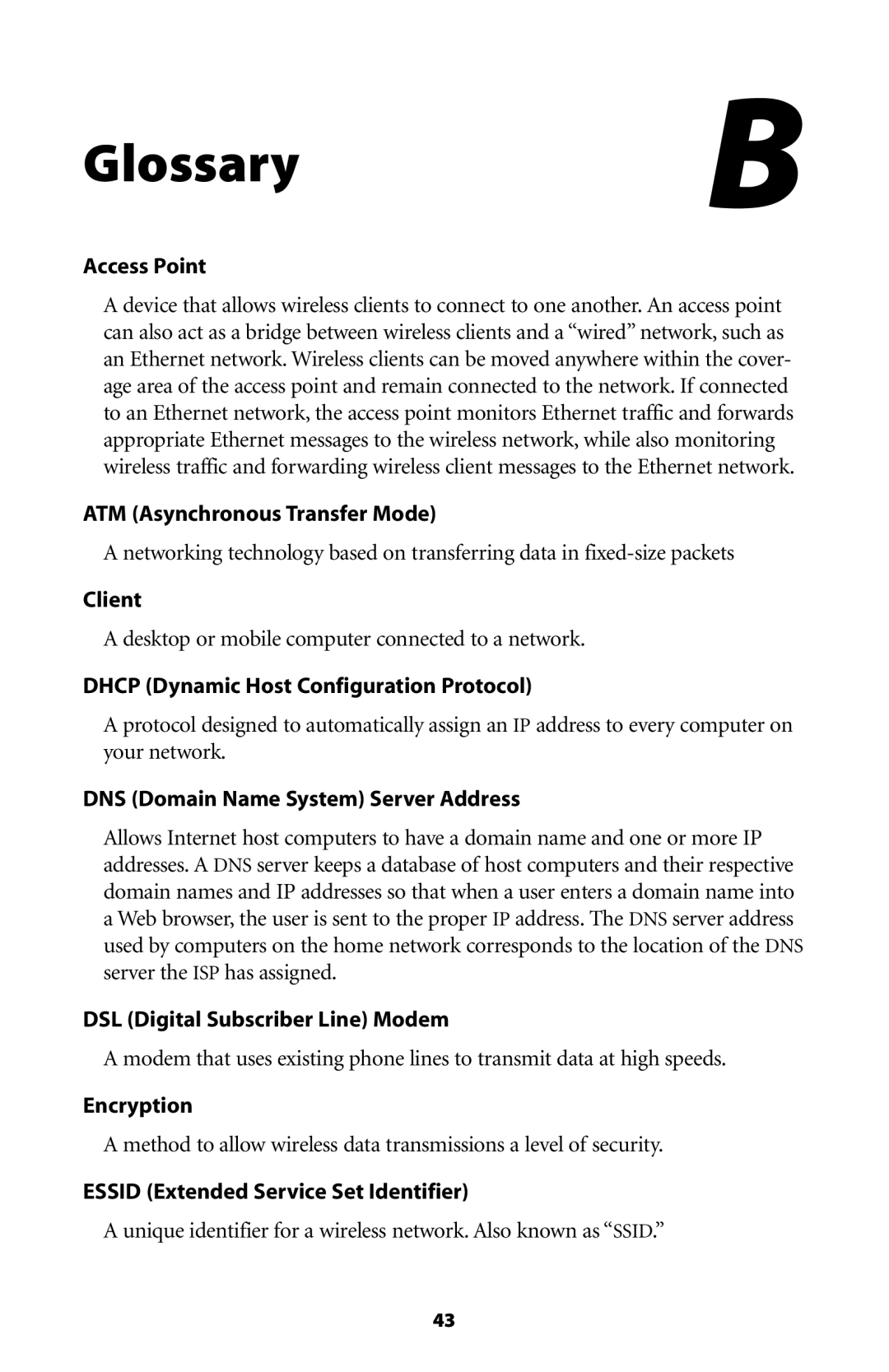 Actiontec electronic HPE400T user manual Glossary, Access Point 