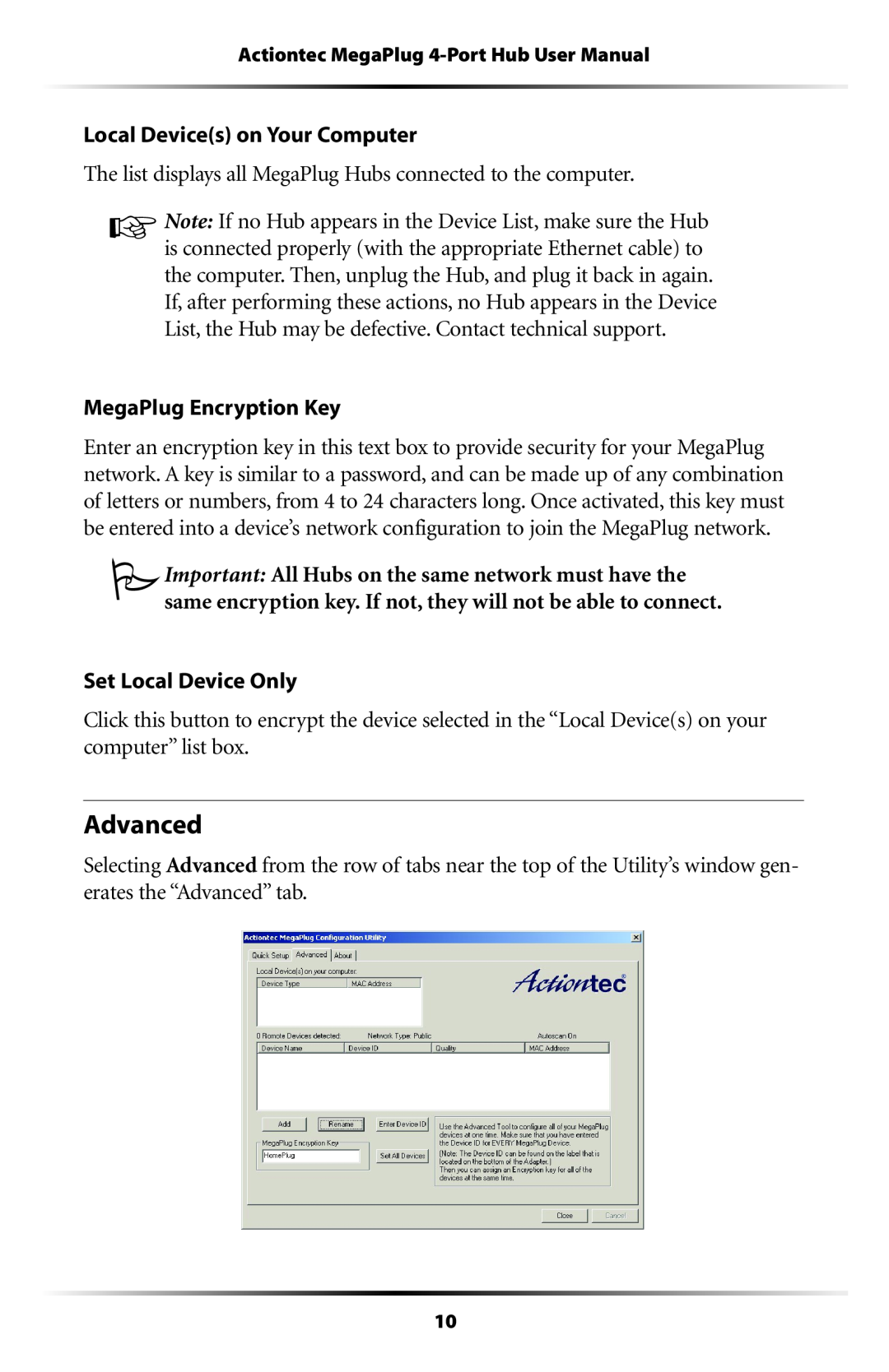 Actiontec electronic HPE400T user manual Advanced 