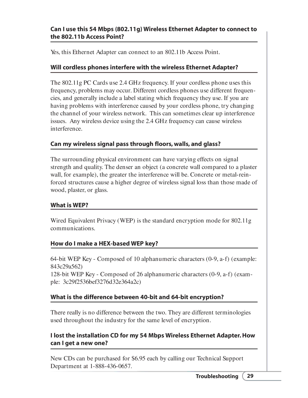 Actiontec electronic HWE05490-01 user manual What is WEP?, How do I make a HEX-based WEP key? 