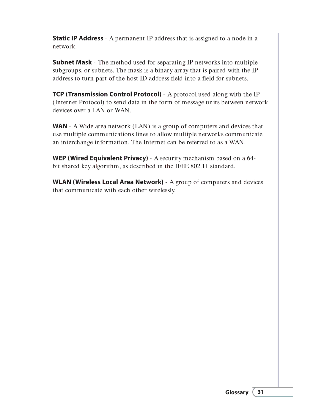 Actiontec electronic HWE05490-01 user manual Glossary 