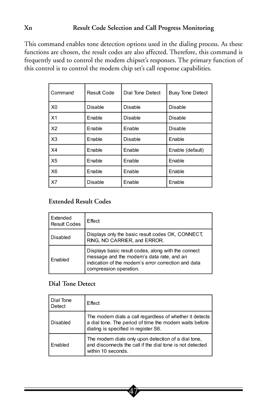 Actiontec electronic IS560LH user manual Extended Result Codes, Dial Tone Detect 