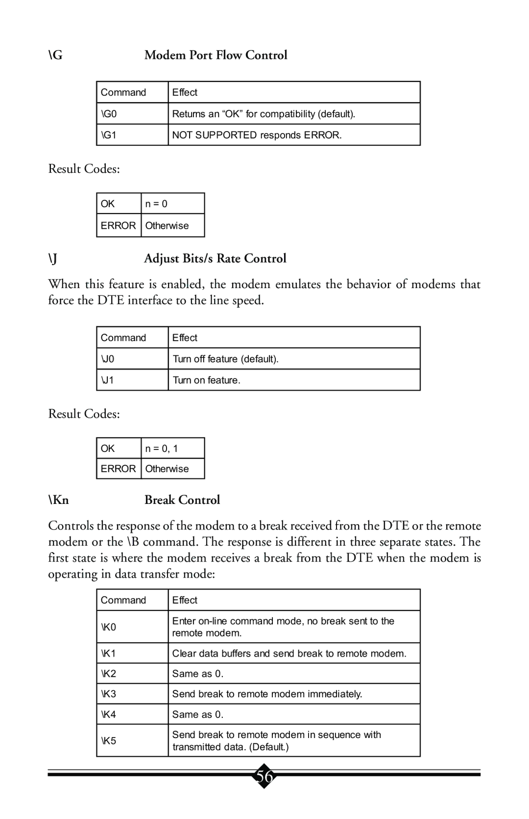 Actiontec electronic IS560LH user manual Modem Port Flow Control, Adjust Bits/s Rate Control, Kn 