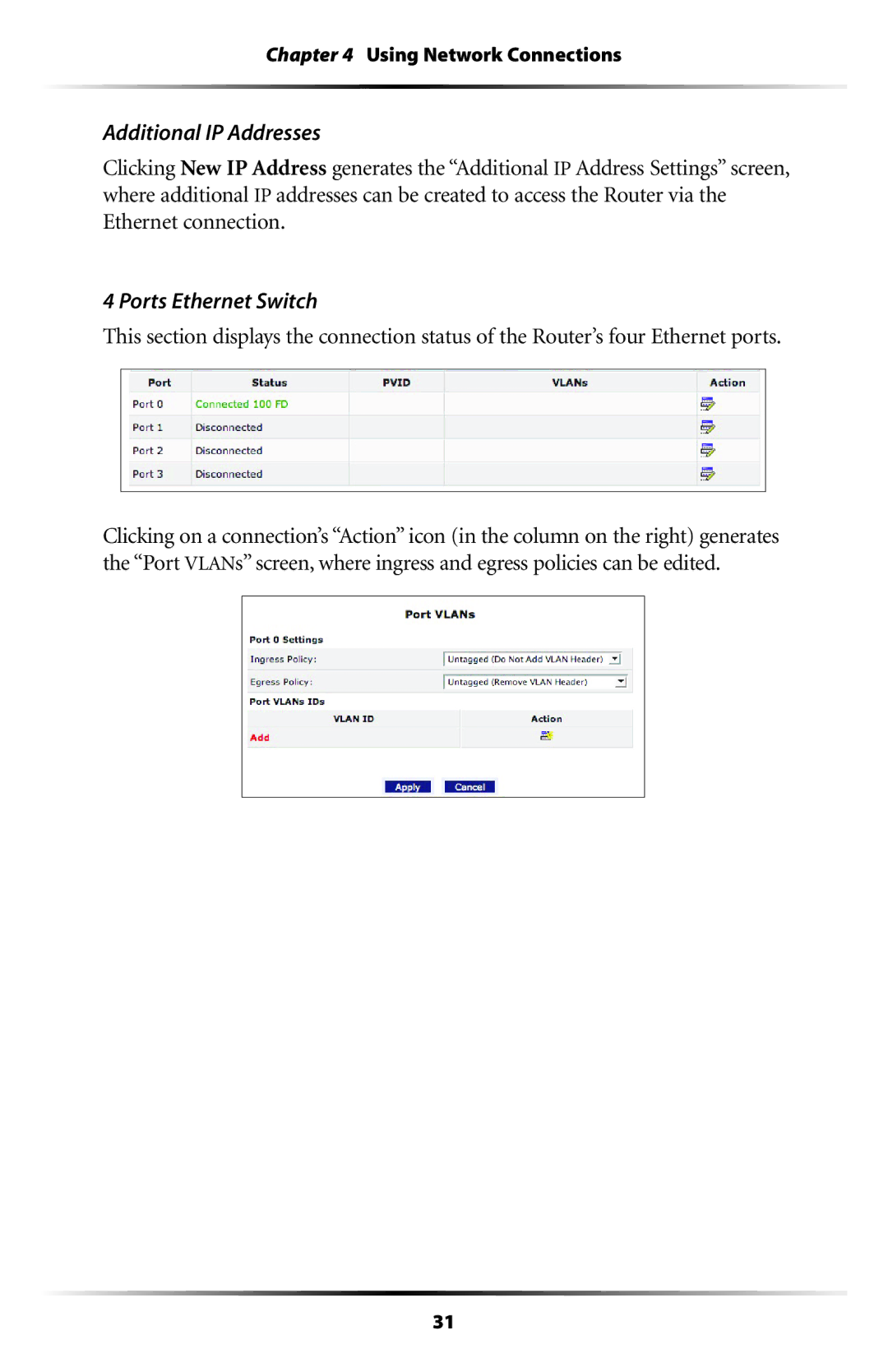 Actiontec electronic MI408 manual Ports Ethernet Switch 