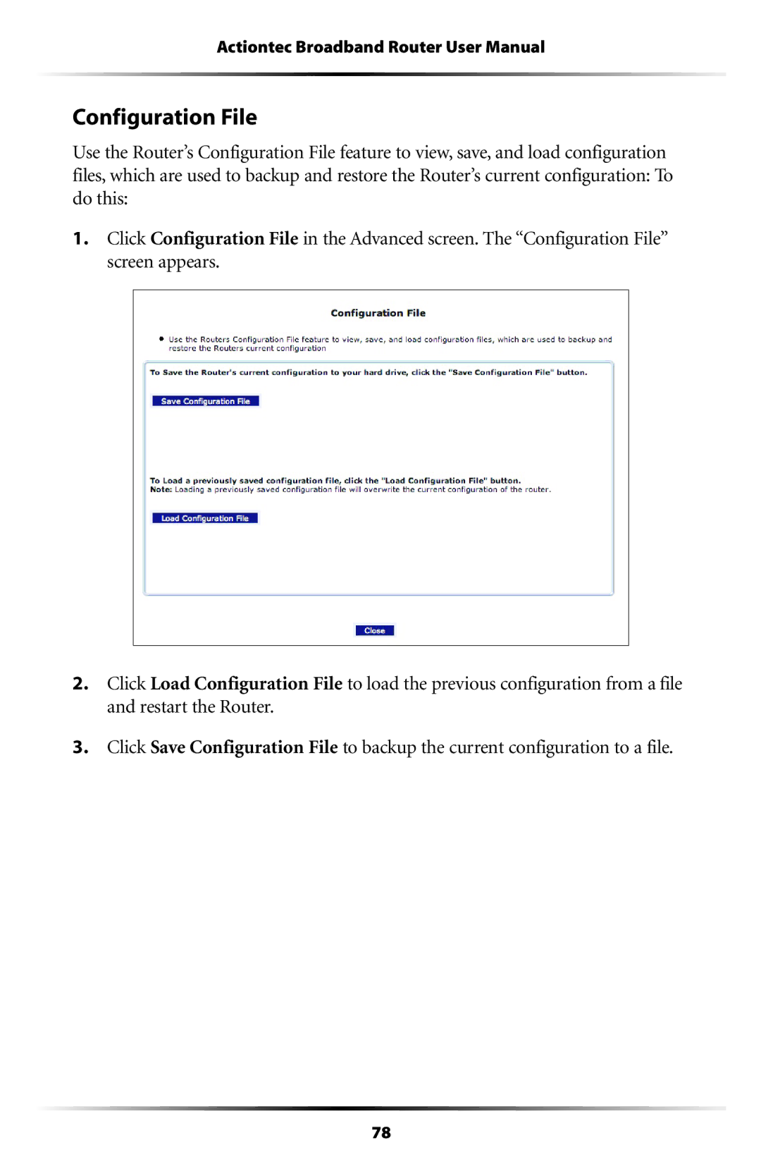 Actiontec electronic MI408 manual Configuration File 