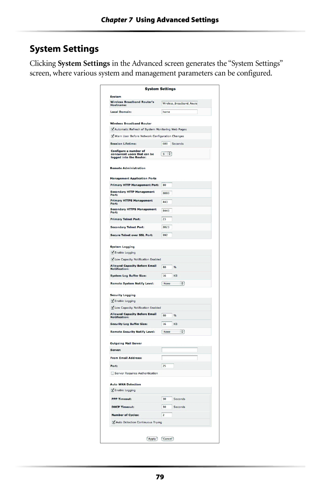 Actiontec electronic MI408 manual System Settings 