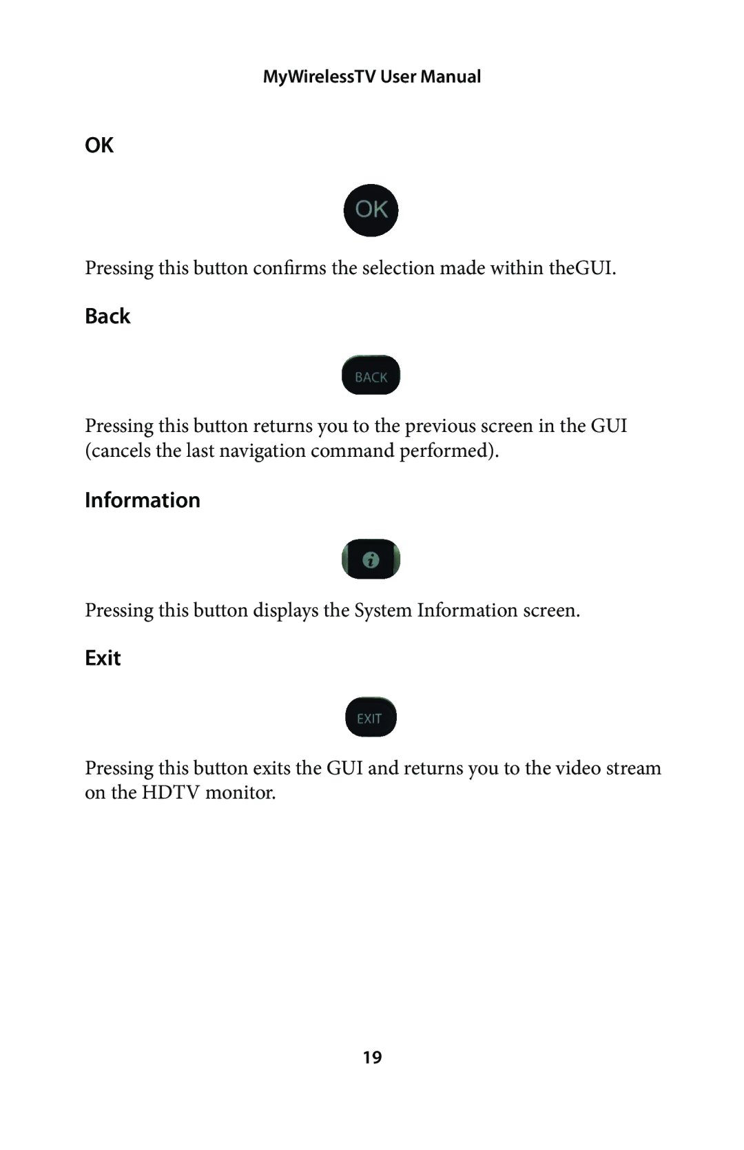 Actiontec electronic MWTV200KIT01 user manual Back, Information, Exit 