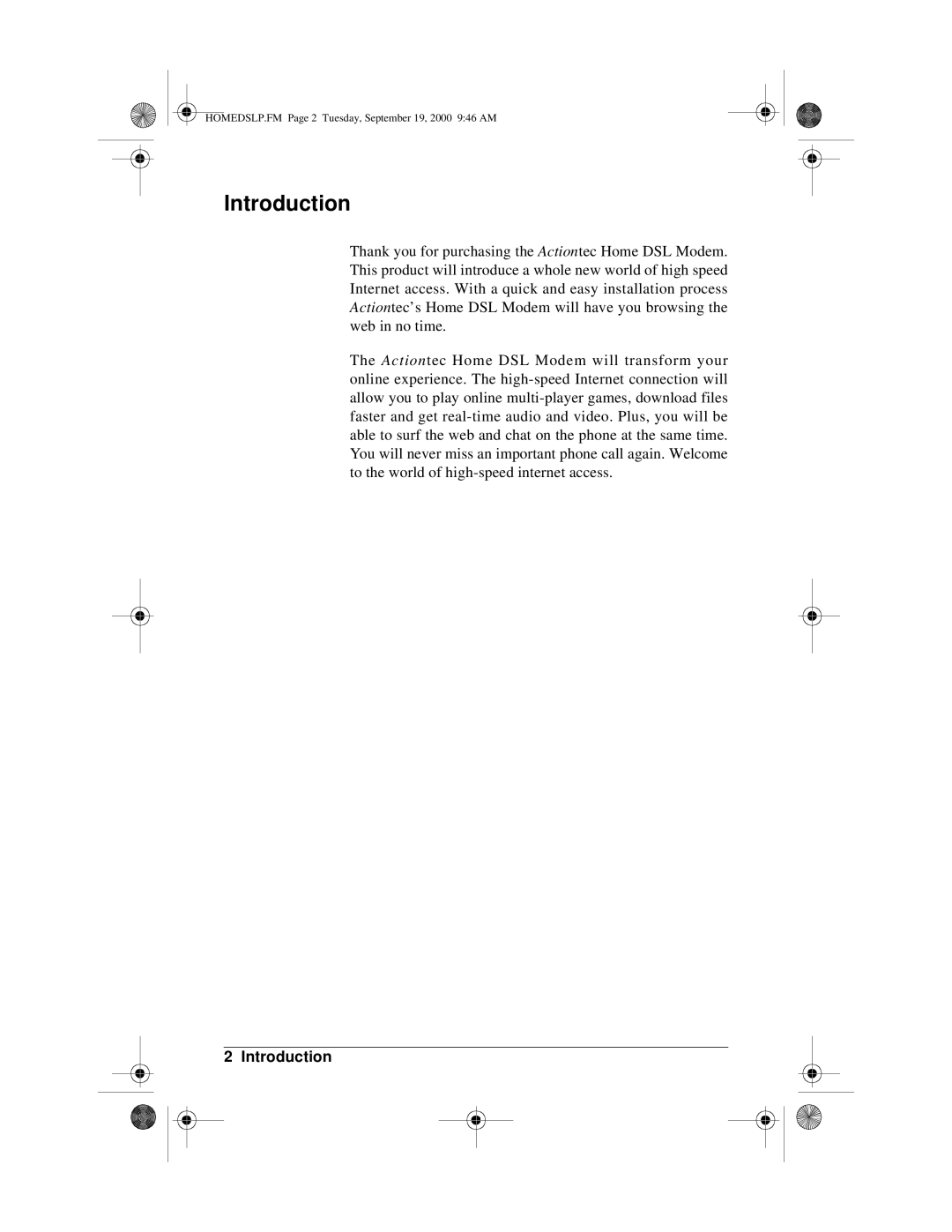 Actiontec electronic PCI0839-01 manual Introduction 